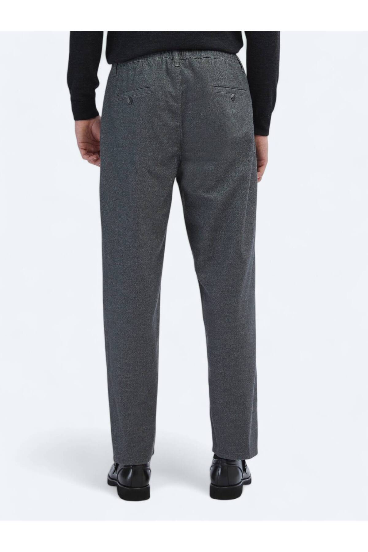 Kip Gri Desenli Dokuma Jogging Fit Casual Pamuk Karışımlı Pantolon görsel 5