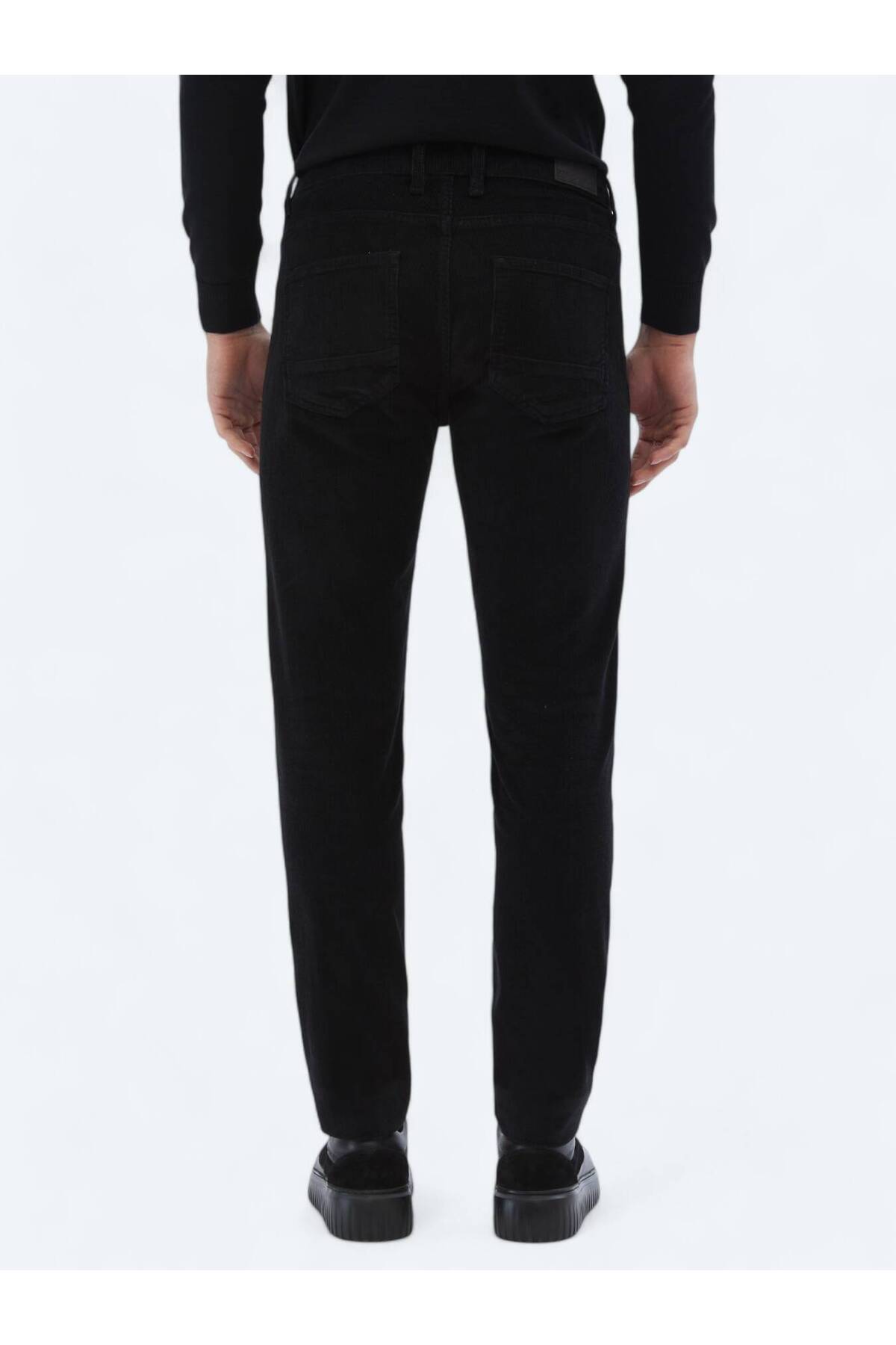 Kip Siyah Dokuma Slim Fit Kadife Casual Pamuk Karışımlı Pantolon görsel 5