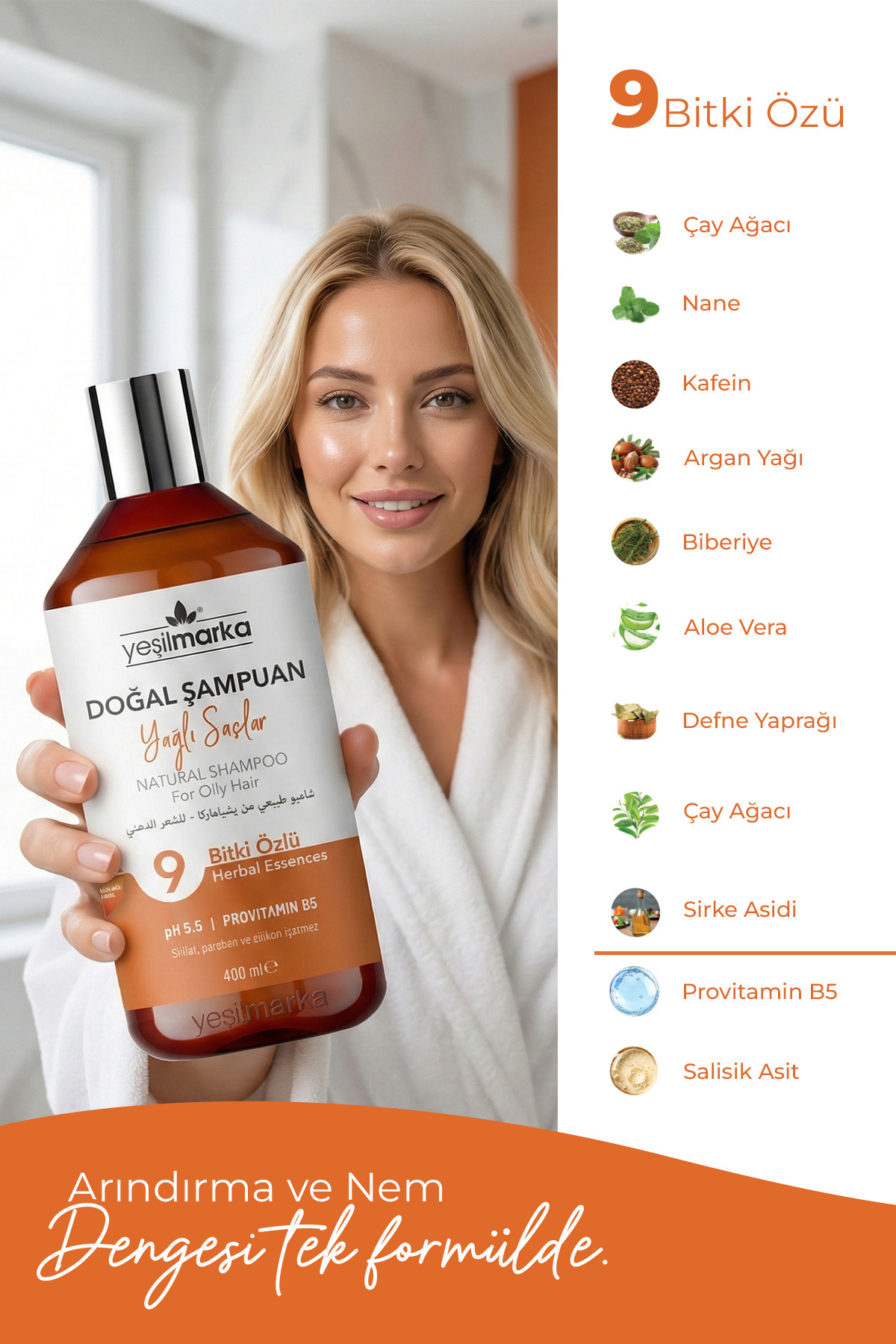 Doğal Şampuan- Yağlı Saçlar- Sirke Içerikli- Vegan- Organik Içerikli- Sebum Dengeleyici — 8682022620019 — تصویر 3 از 5