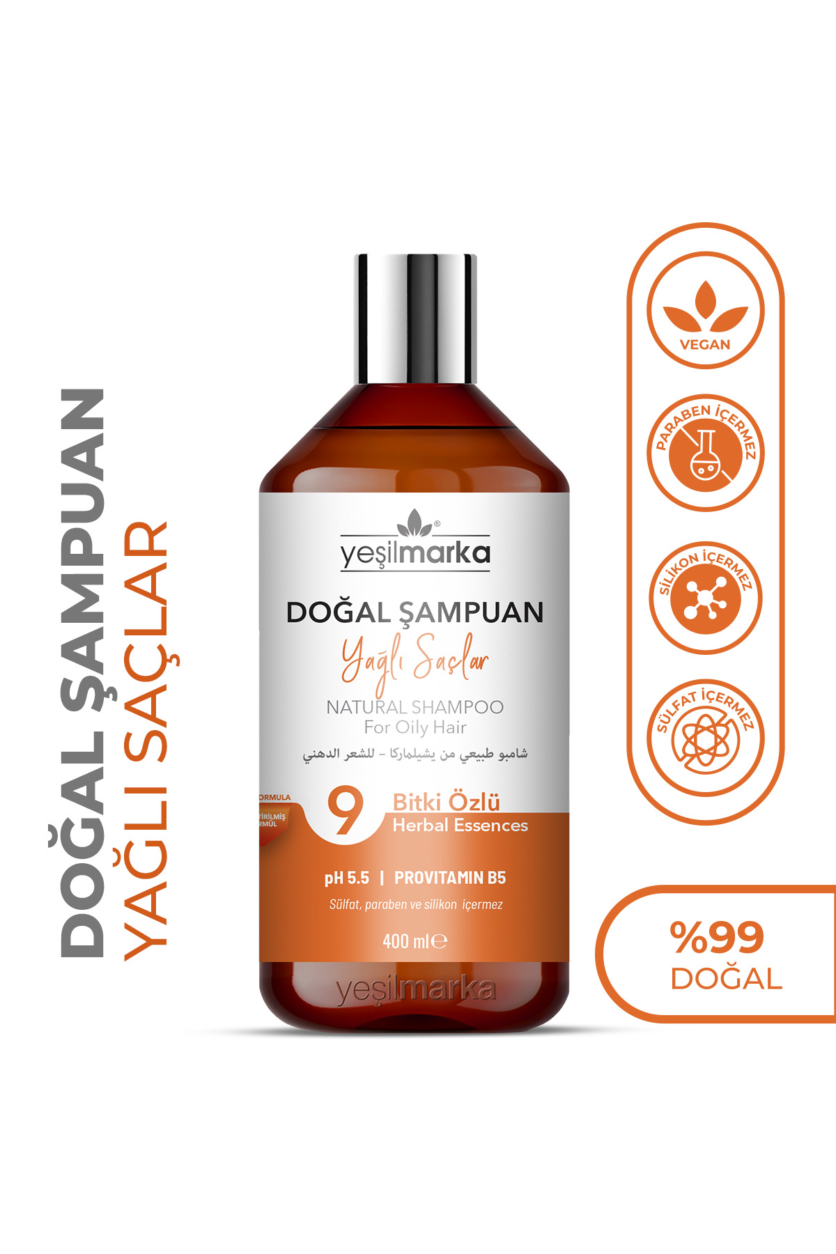 yeşilmarka Doğal Şampuan- Yağlı Saçlar- Sirke Içerikli- Vegan- Organik Içerikli- Sebum Dengeleyici — 8682022620019