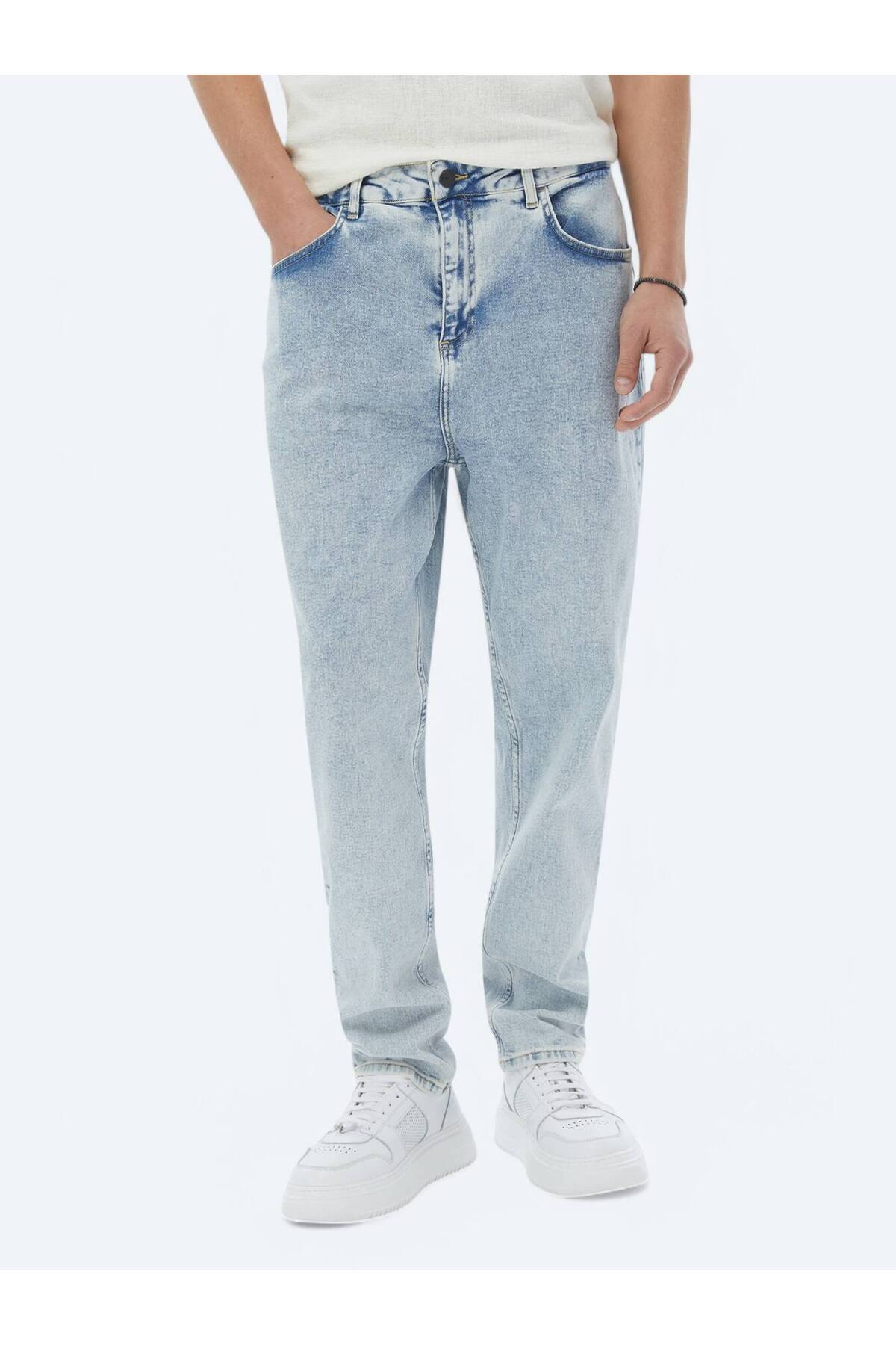 Kip Açık Mavi Carrot Fit Denim %100 Pamuk Pantolon görsel 2