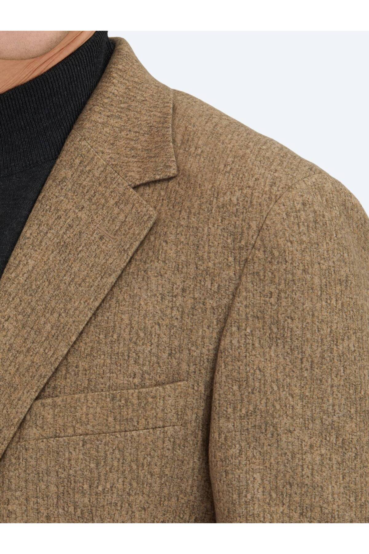 Kip  Kahverengi Baskılı Modern Fit Örme Ceket - Görsel 5