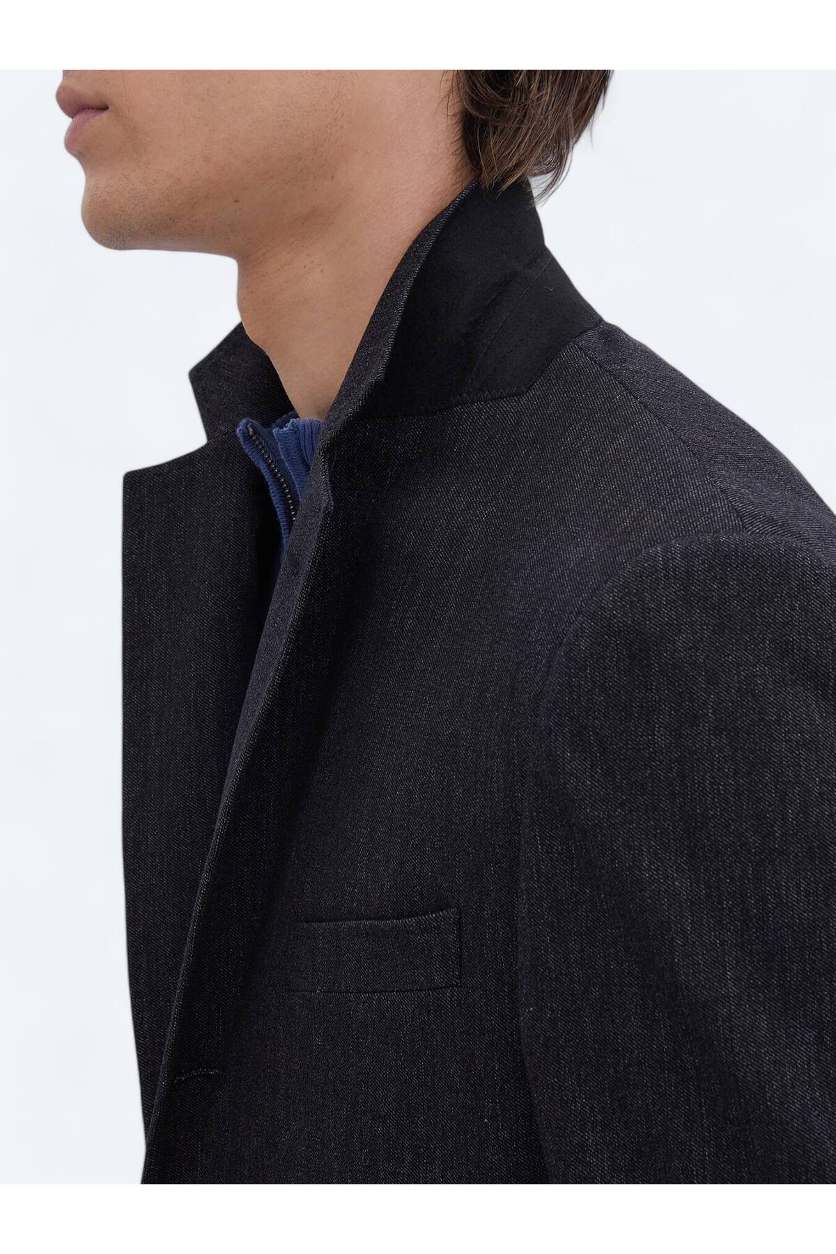 Kip Siyah Düz Modern Fit Pamuk Karışımlı Takım Elbise görsel 7