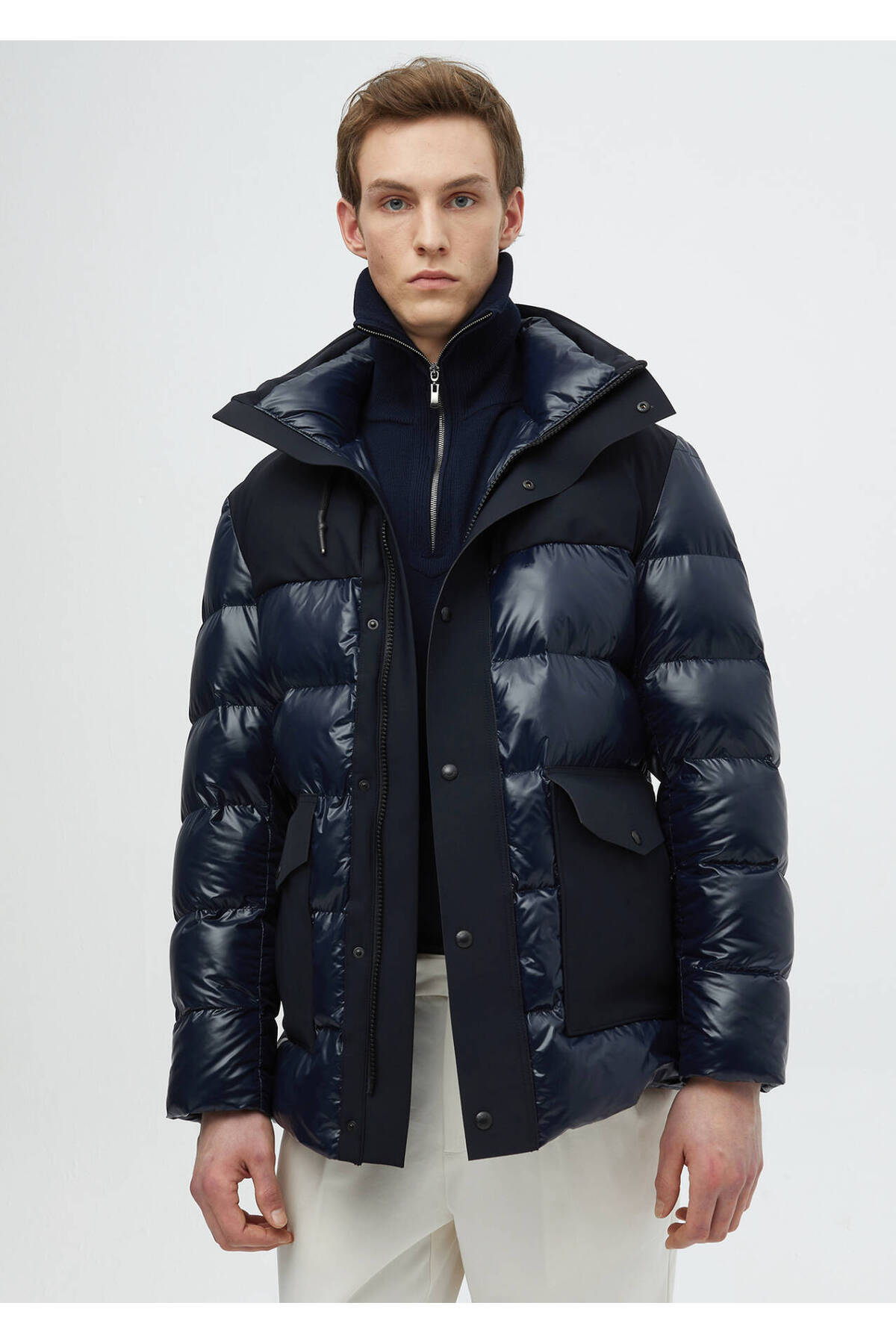 Ramsey Lacivert Regular Fit Kapüşonlu Casual Dokuma Kaban görsel 2