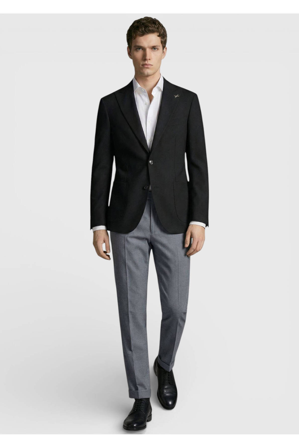 Ramsey  Siyah Düz Zeroweight Slim Fit %100 Yün Ceket