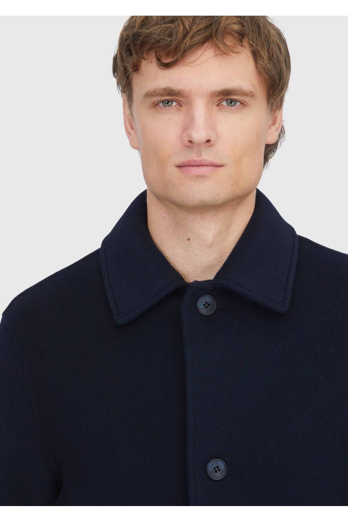 Ramsey  Lacivert Regular Fit Gömlek Yaka Klasik Dokuma Palto - Görsel 4