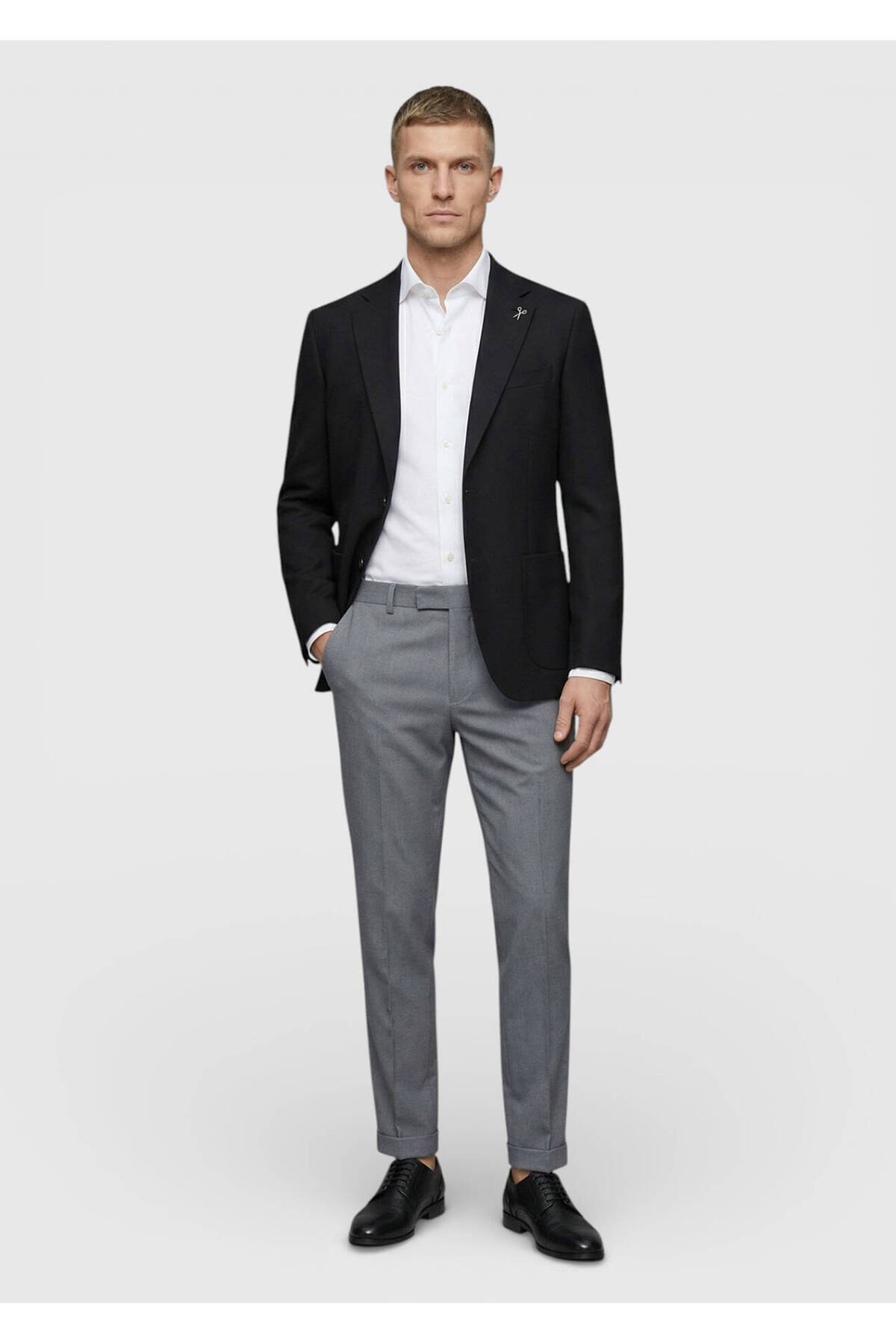 Ramsey  Siyah Düz Zeroweight Slim Fit %100 Yün Ceket - Görsel 3