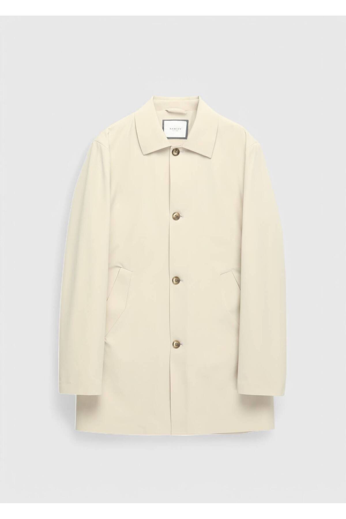 Ramsey  Safran Regular Fit Gömlek Yaka Casual Dokuma Pardösü - Görsel 7