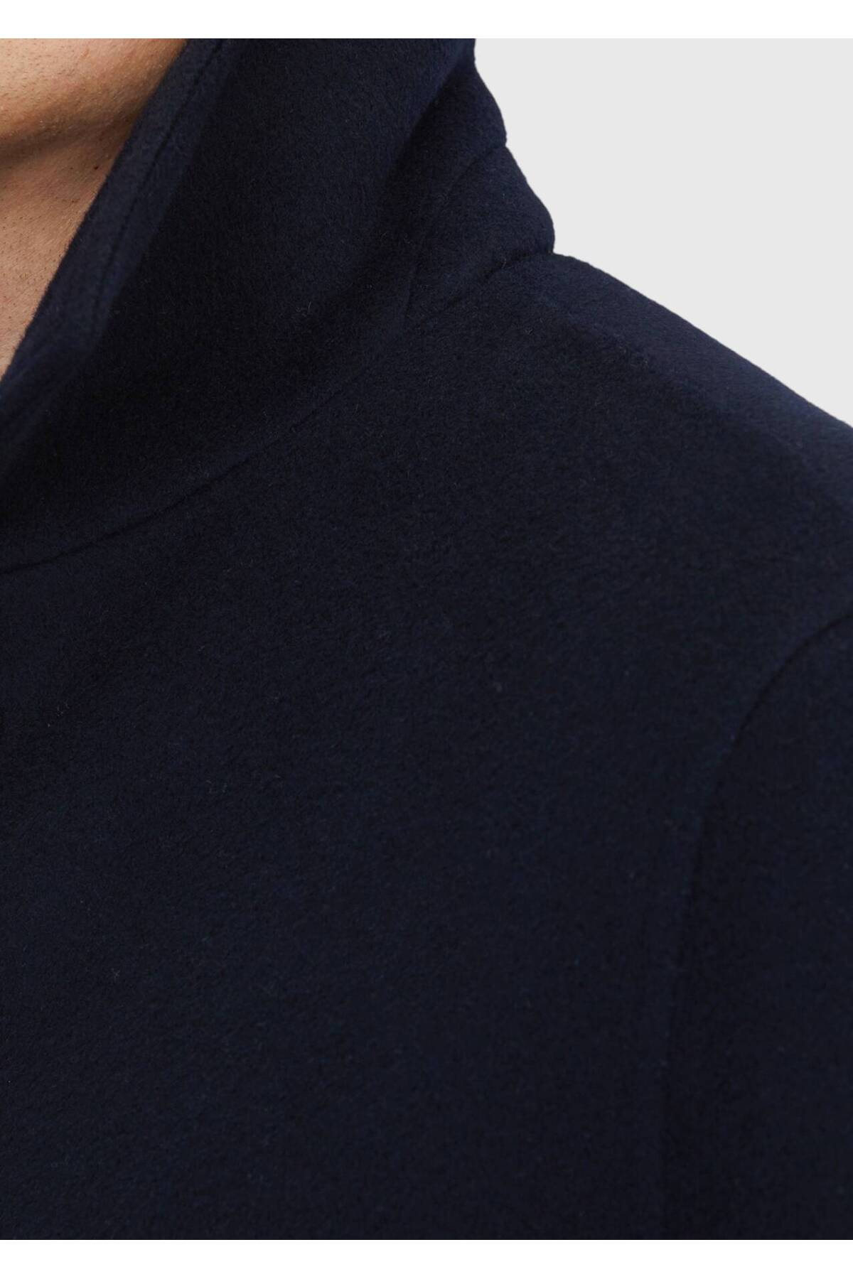 Ramsey  Lacivert Regular Fit Gömlek Yaka Klasik Dokuma Palto - Görsel 6