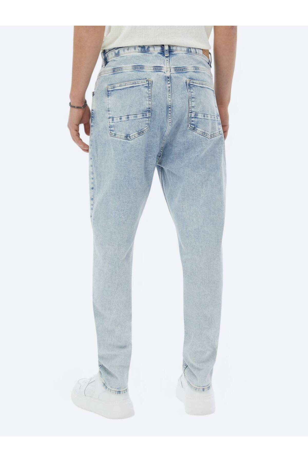 Kip Açık Mavi Carrot Fit Denim %100 Pamuk Pantolon görsel 4