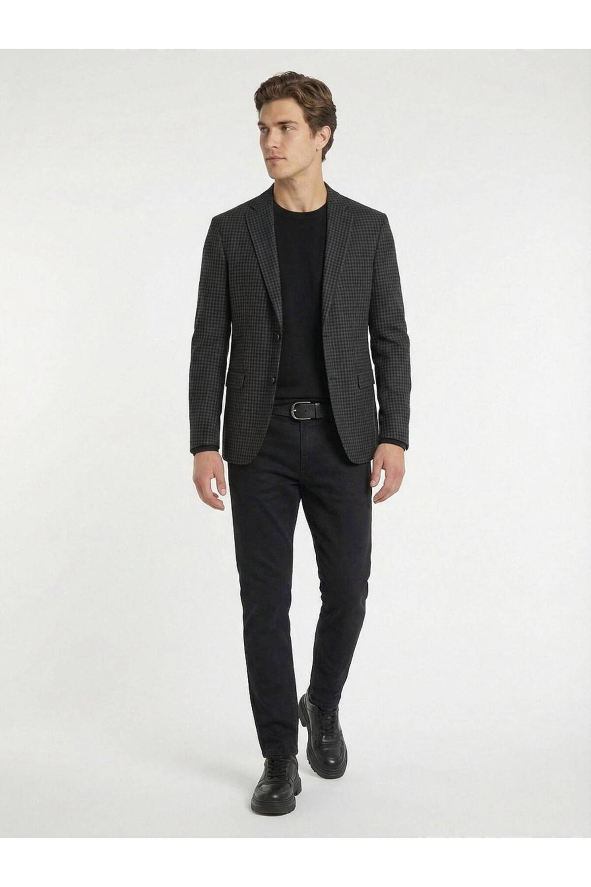 Kip  Antrasit Yün Karışımlı Ceket - Görsel 3