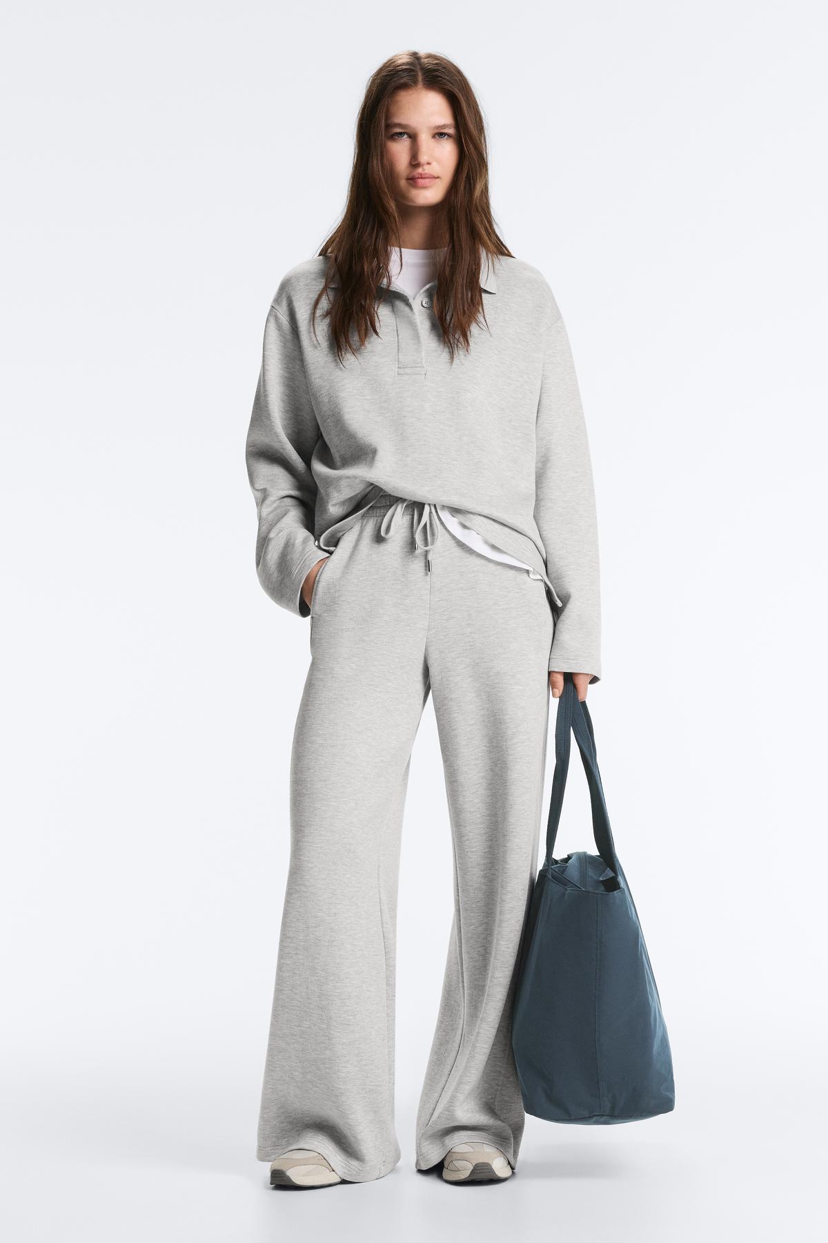 Oysho  Melanj pikeli uzun kollu polo t-shirt - Görsel 2