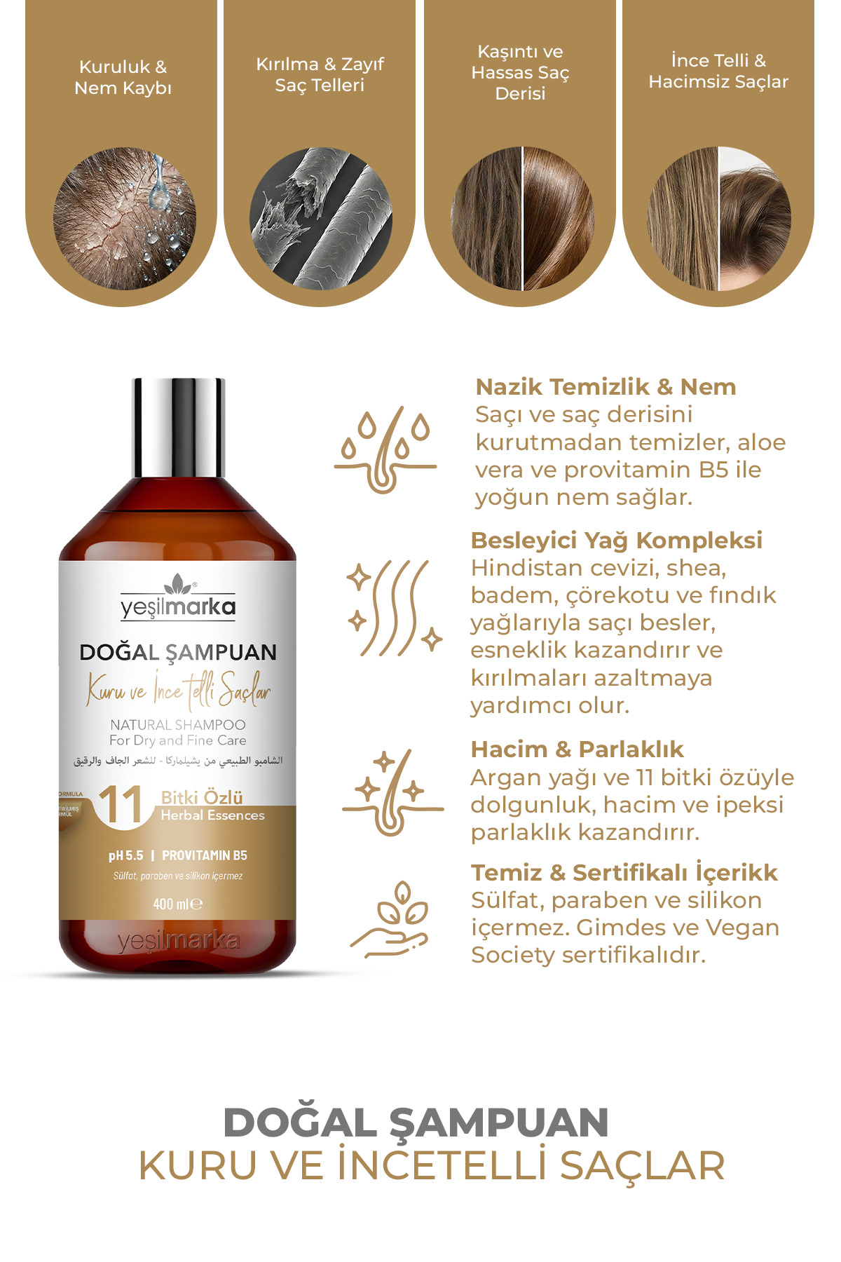 Kuru - Kabaran - Sertleşmiş Ve Ince Telli Saçlar Için Besleyici Doğal Şampuan 400ml — d7c47274 — تصویر 4 از 5
