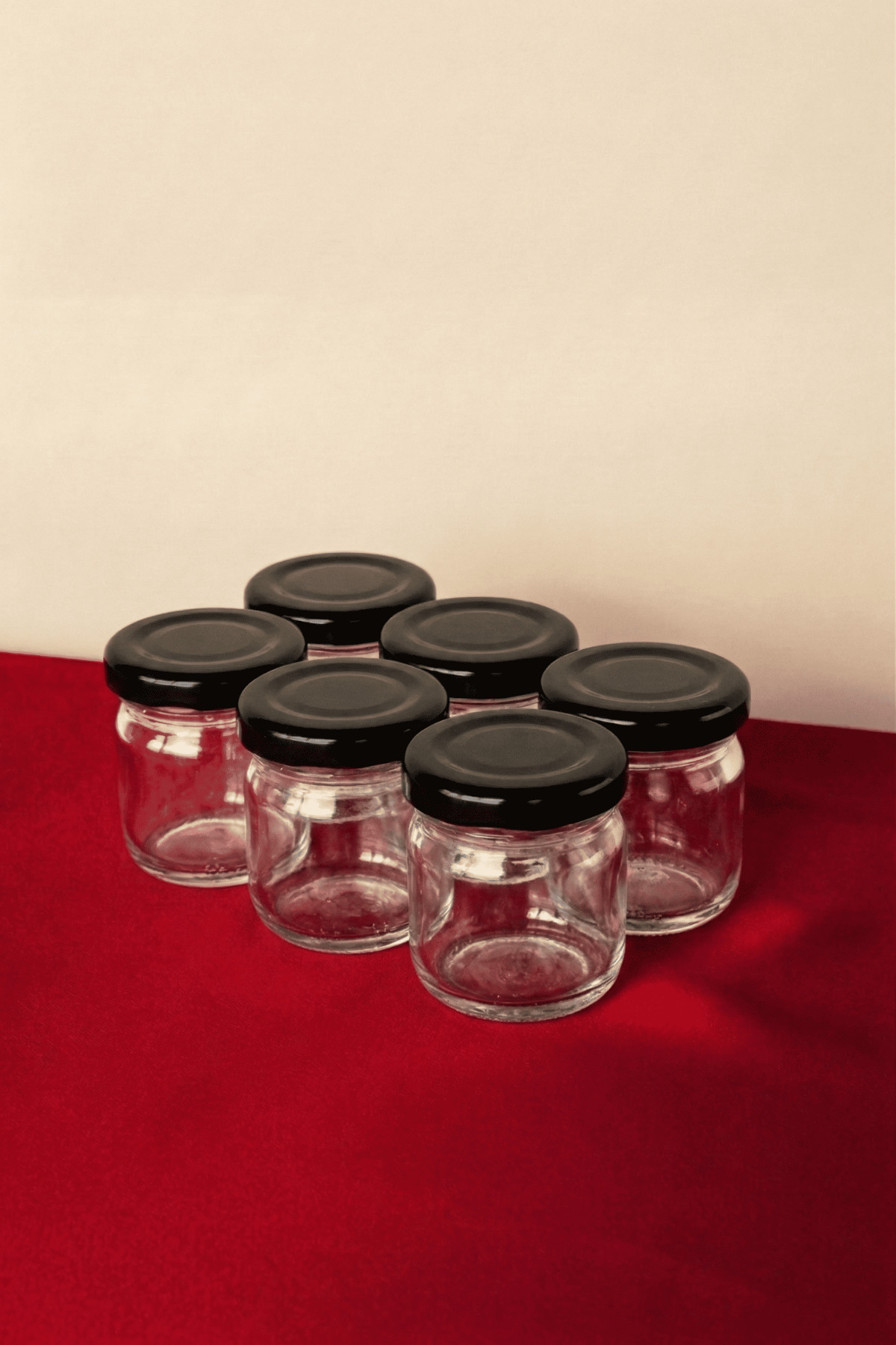 6-Piece 40 ml Round Glass Jar Glossy Black