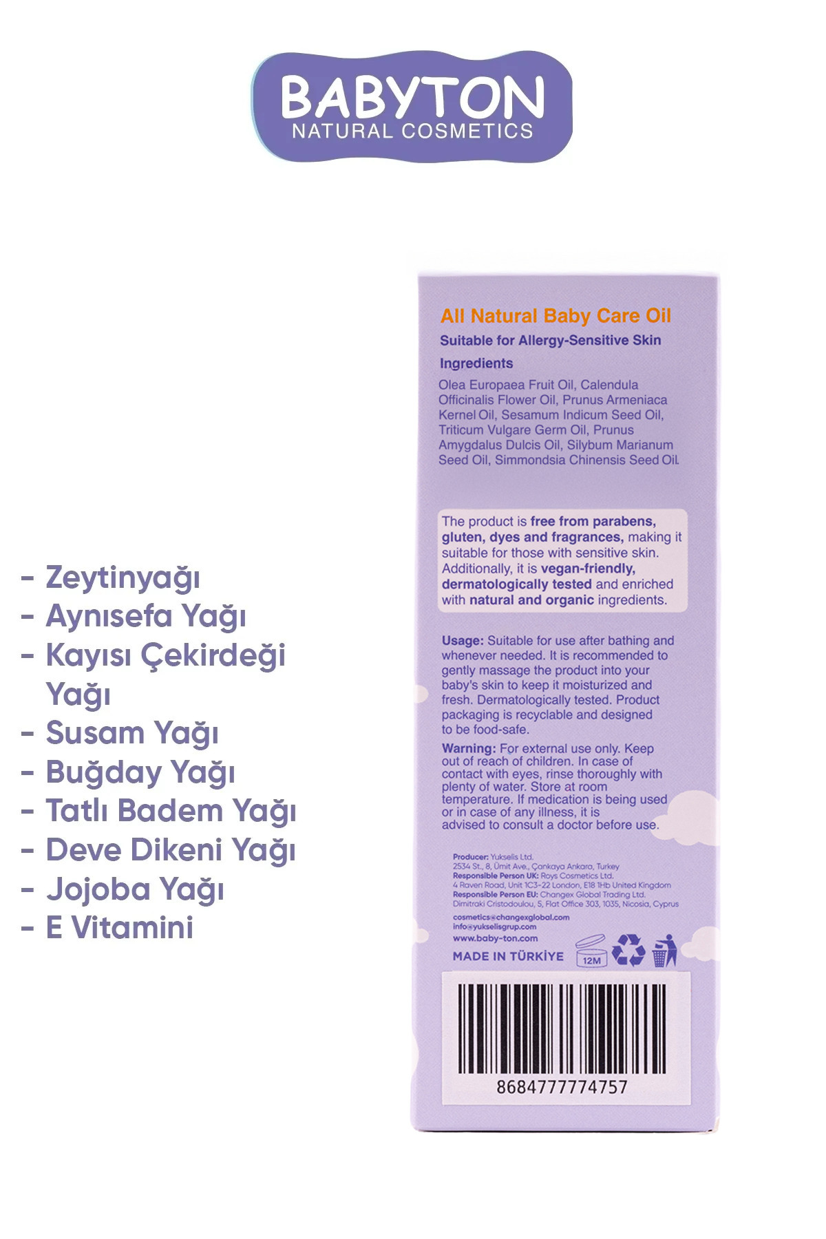 BABYTON Doğal Bebek Bakım Yağı 50 ml fotoğrafı 3 (önizleme)