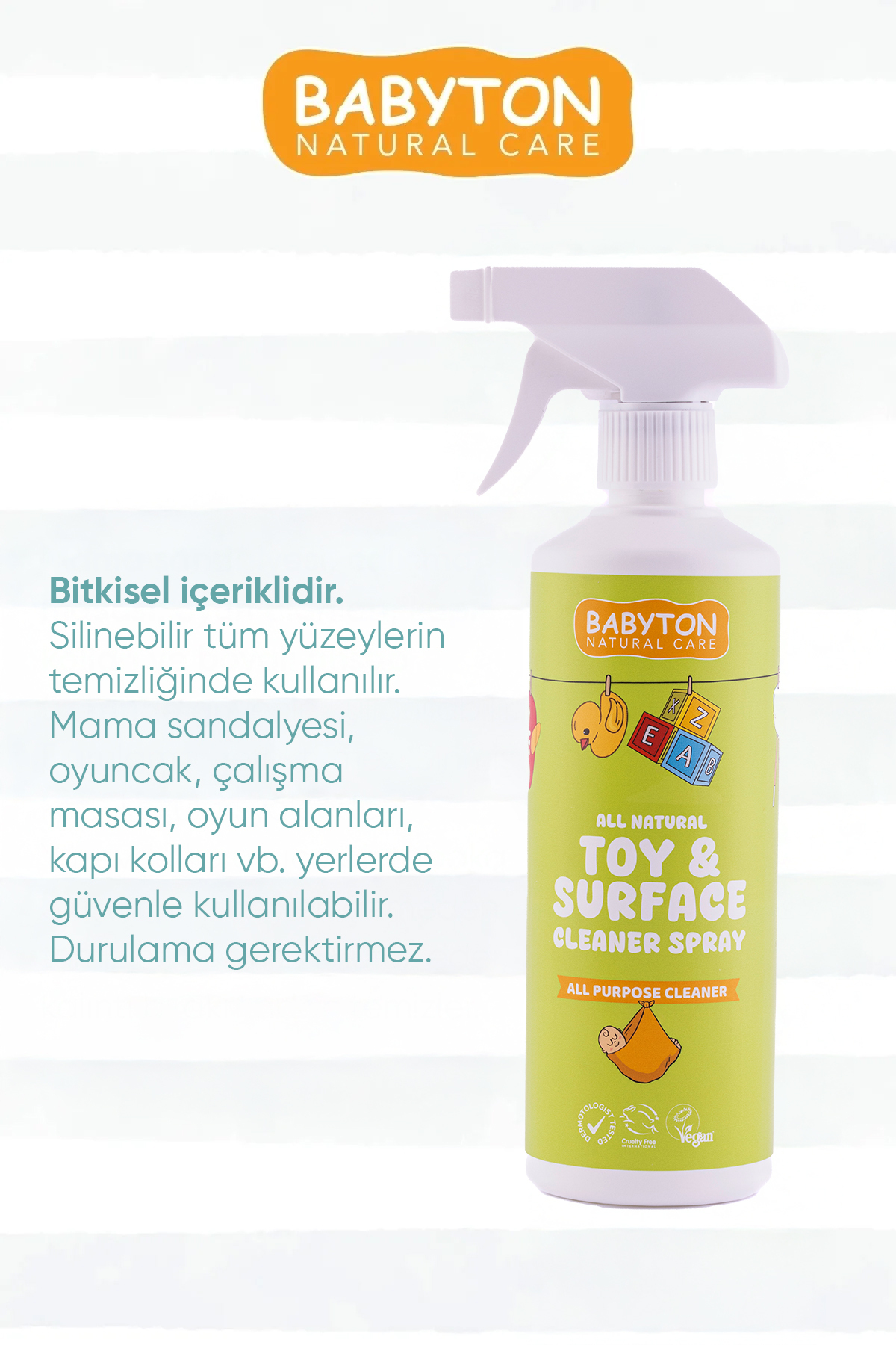 BABYTON Doğal Oyuncak Ve Mama Sandalyesi Temizleyici Sprey 500 ml fotoğrafı 4 (önizleme)