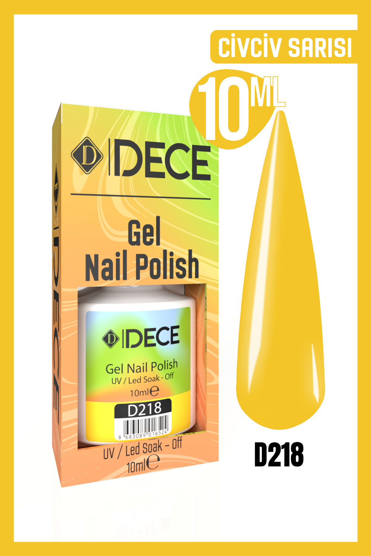 Kalıcı Oje Uv Led D218 (SARI SERİSİ) 10ml — زرد 868308901603603