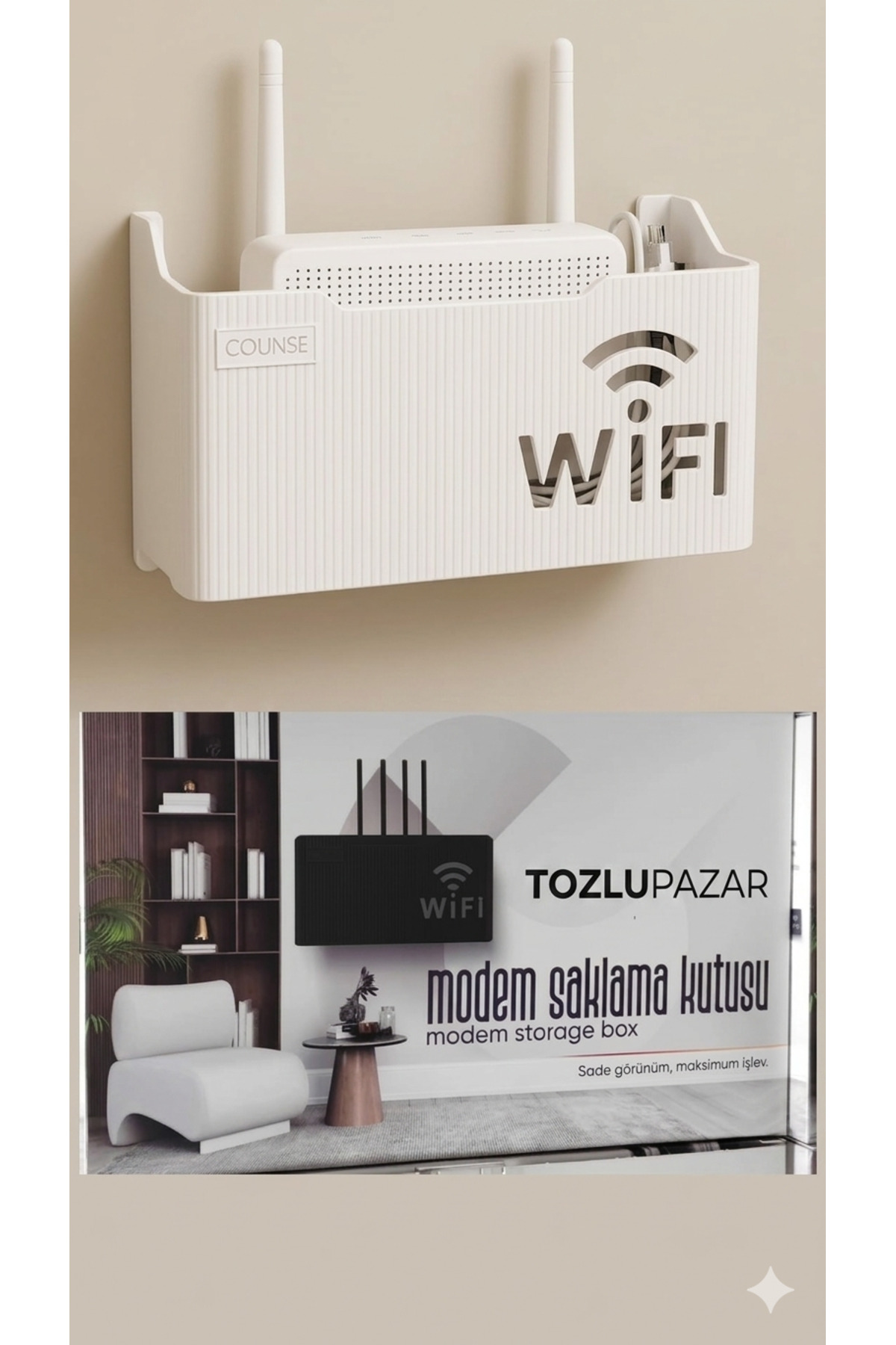 White Plexiglass Wifi Box Wall Hanging Fuse And Modem Storage Box 25x15x6 Cm