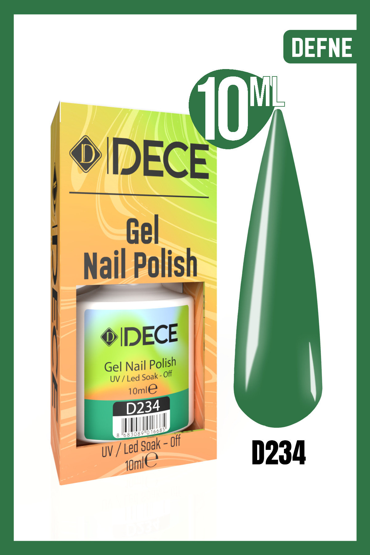 Kalıcı Oje Uv Led D234 (YEŞİL SERİSİ) 10ml — سبز 868308901603603