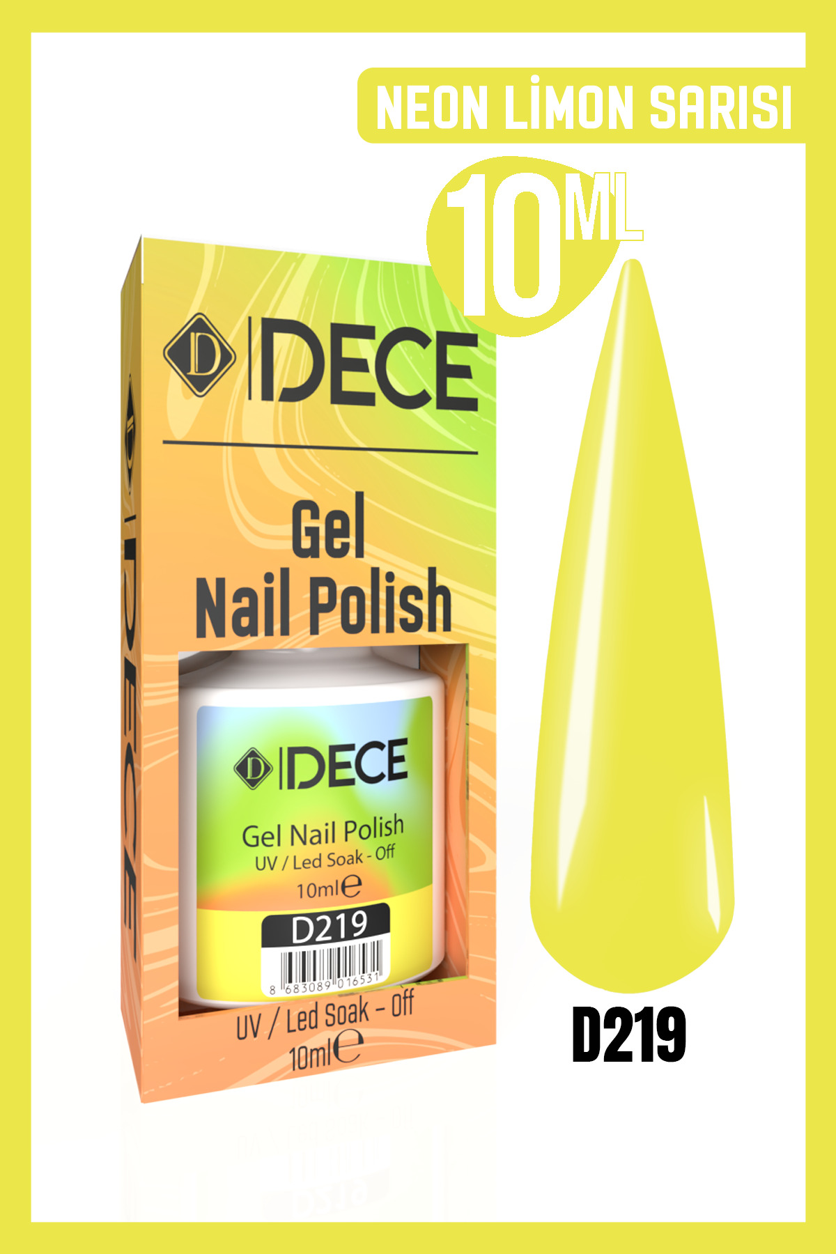 Kalıcı Oje Uv Led D219 (NEON -SARI SERİSİ) 10ml — زرد 868308901603603