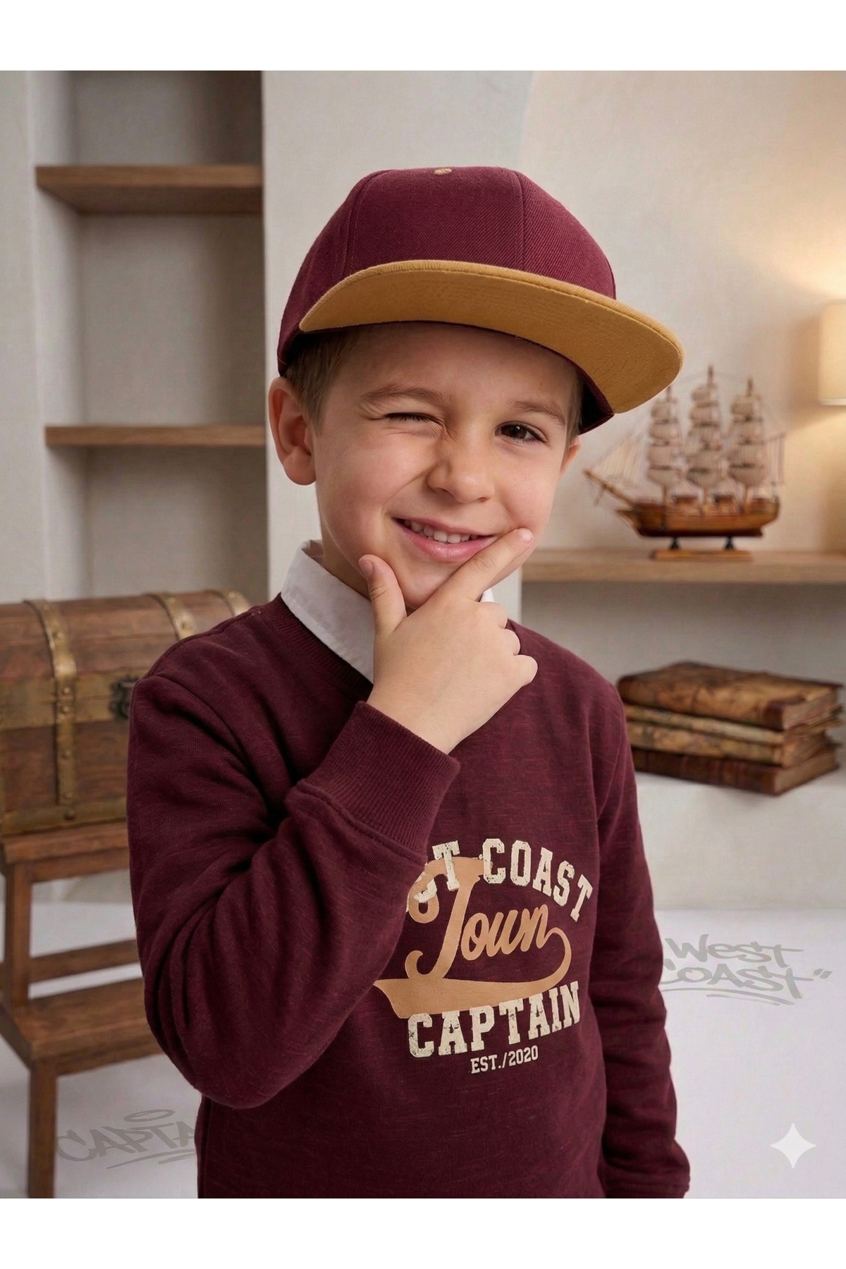 tinytrends Erkek Bebek&Çocuk West Coast Tour 3'lü Takım Sweatshirt Gömlek Pantolon Bayramlık fotoğrafı 5 (önizleme)