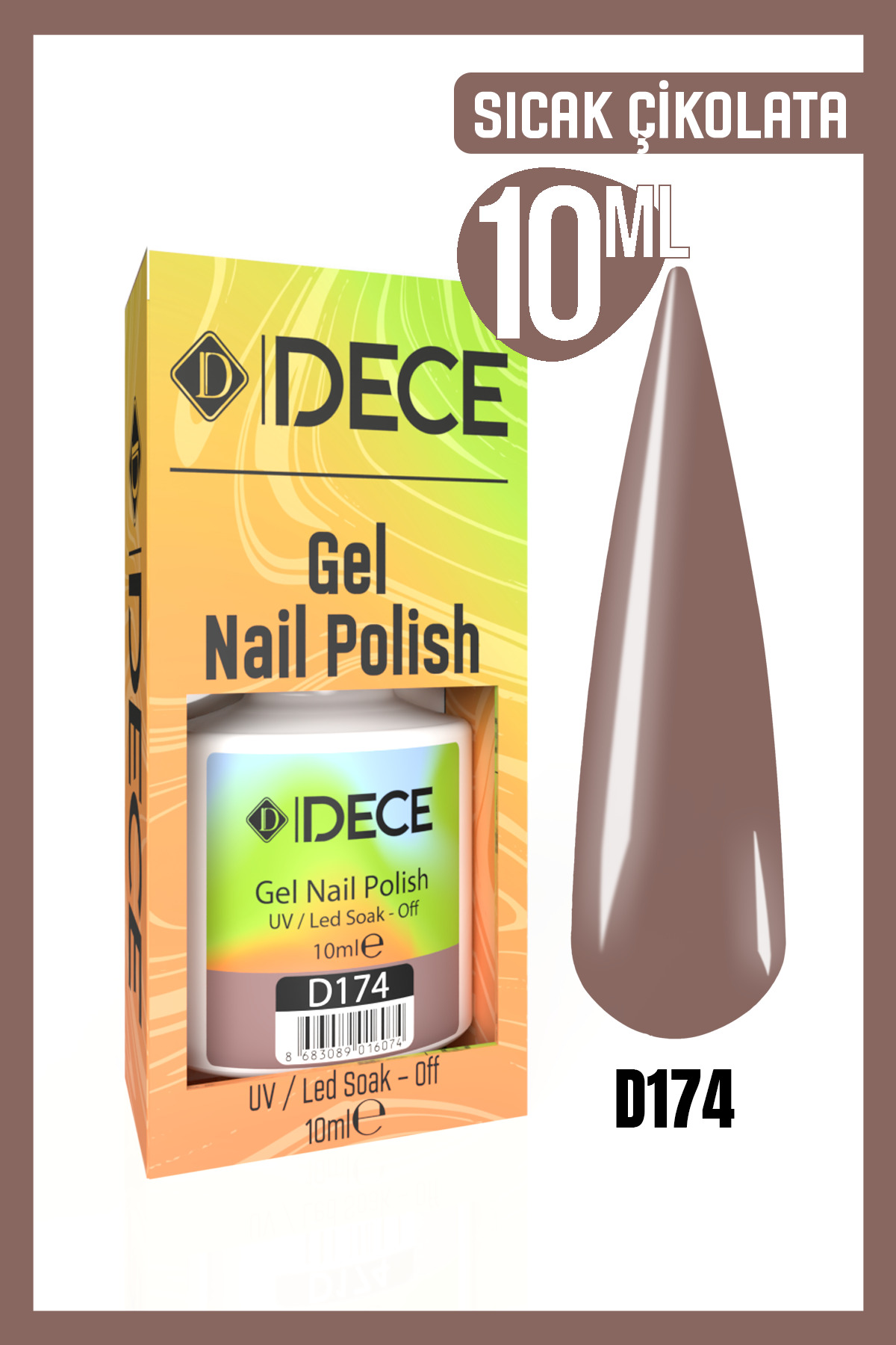Kalıcı Oje Uv Led D174 (KAHVE SERİSİ) 10ml — قهوه‌ای 868308901603603