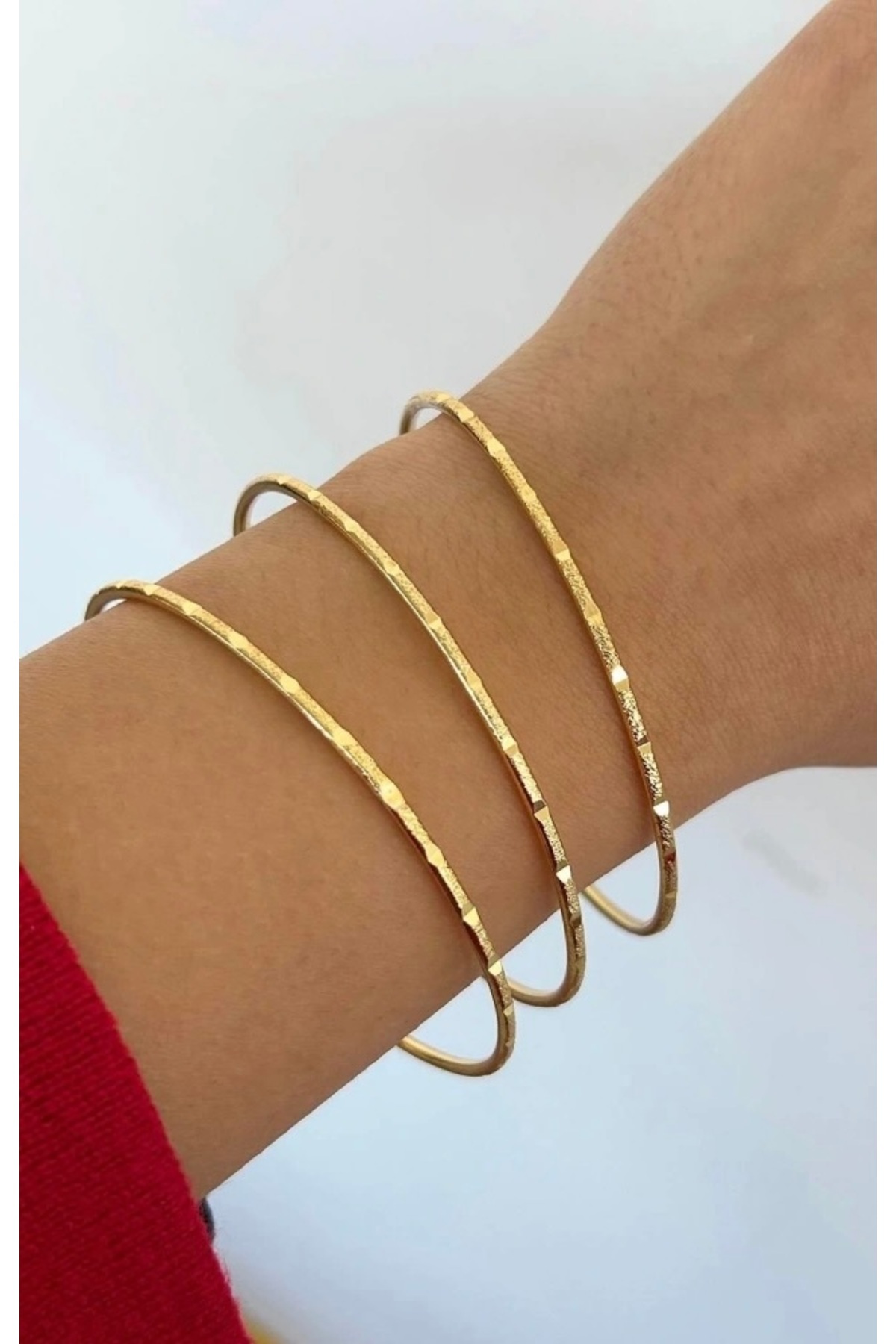 GOLD COLOR STICK MODEL SET OF 3 STEEL CLASSIC AJDA BRACELET