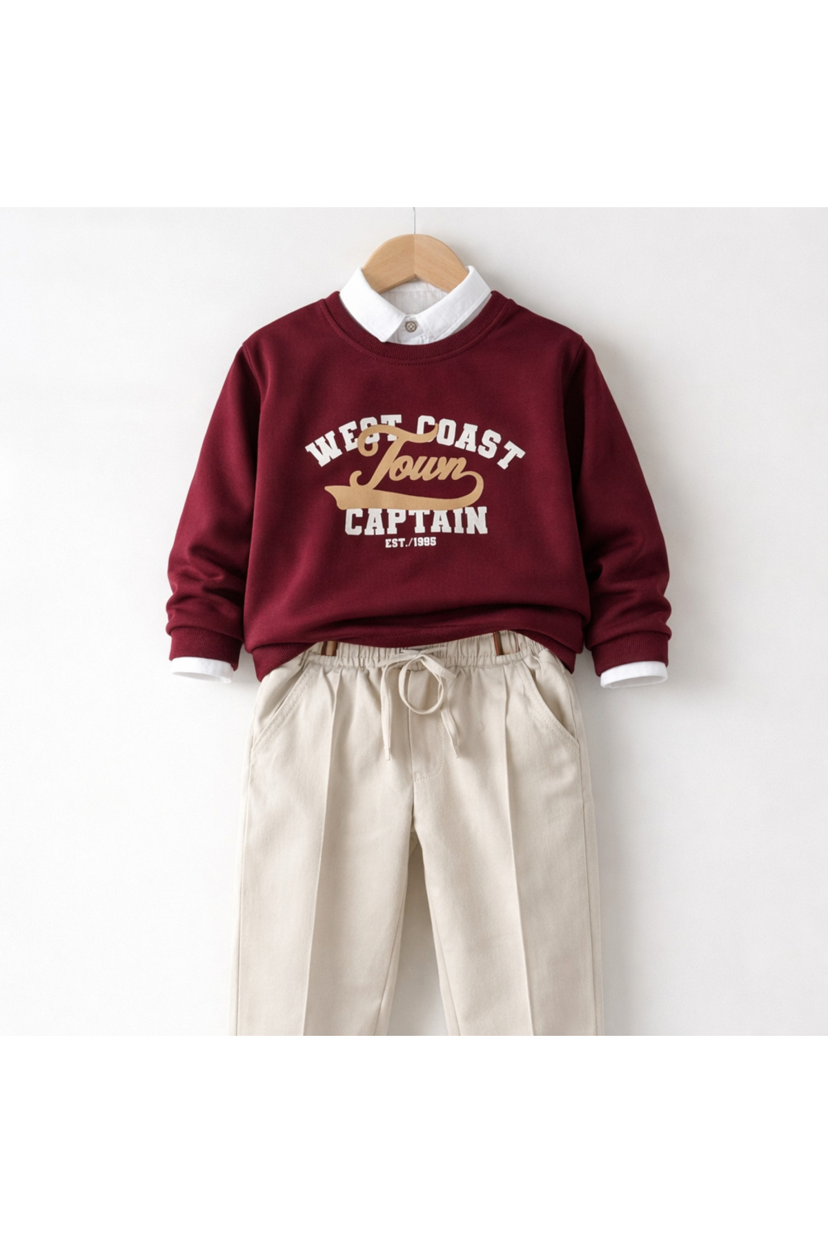 tinytrends Erkek Bebek&Çocuk West Coast Tour 3'lü Takım Sweatshirt Gömlek Pantolon Bayramlık fotoğrafı 6 (önizleme)