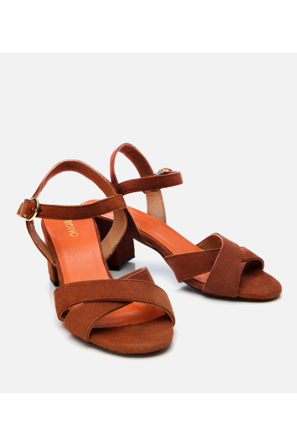 Hotiç  Kadın Süet Deri Taba Kemerli Kalın Topuklu Sandalet - Görsel 2