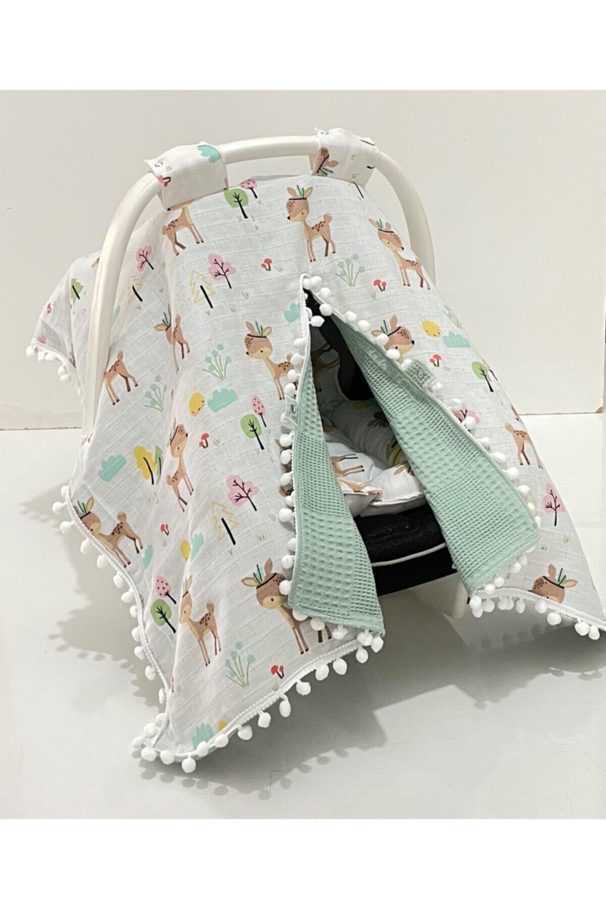 Babycitytr %100 Pamuk Müslin Kumaş Çift Taraflı Puset Anakucağı Örtüsü fotoğrafı 3 (önizleme)