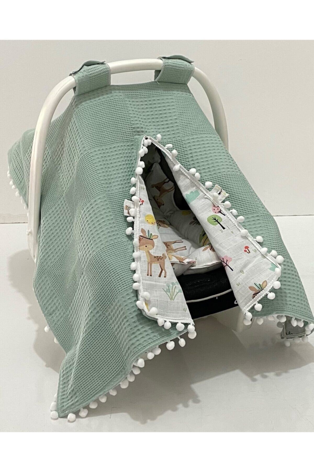 Babycitytr %100 Pamuk Müslin Kumaş Çift Taraflı Puset Anakucağı Örtüsü fotoğrafı 2 (önizleme)