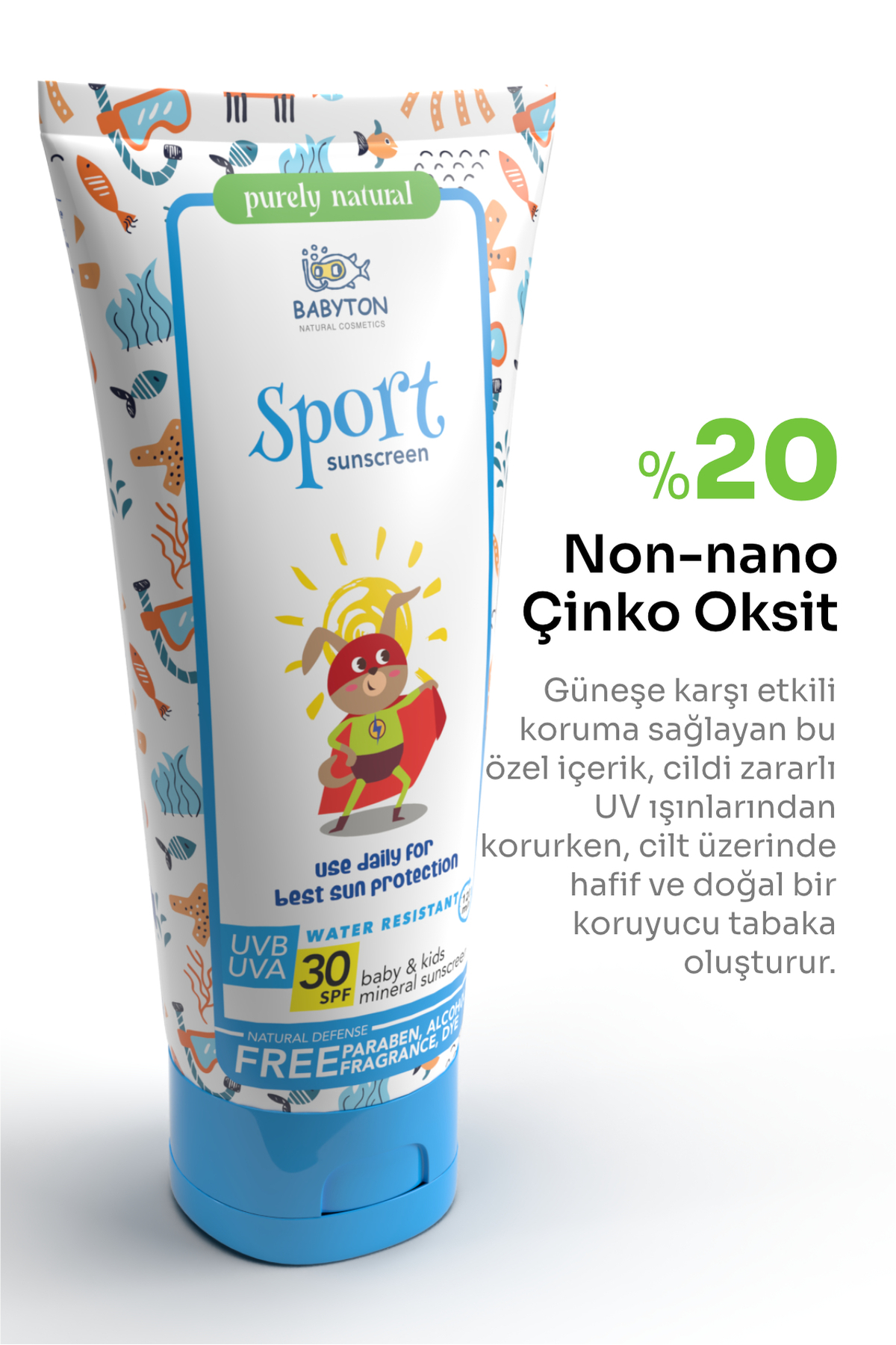 BABYTON Bebek ve Çocuklar İçin Suya Dayanıklı Güneş Koruyucu Krem 100 ml fotoğrafı 2 (önizleme)