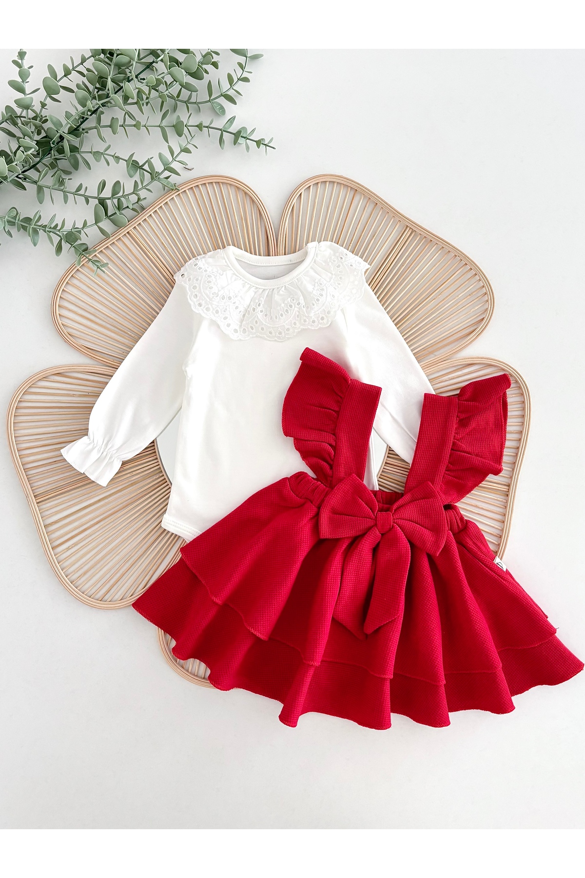 Jammybaby Luana Jile Elbise Fiyonklu %100 Pamuk Dantelli Çıtçıtlı Body Doğumgünü Özelgün Kız Bebek Şık Takım fotoğrafı 4 (önizleme)