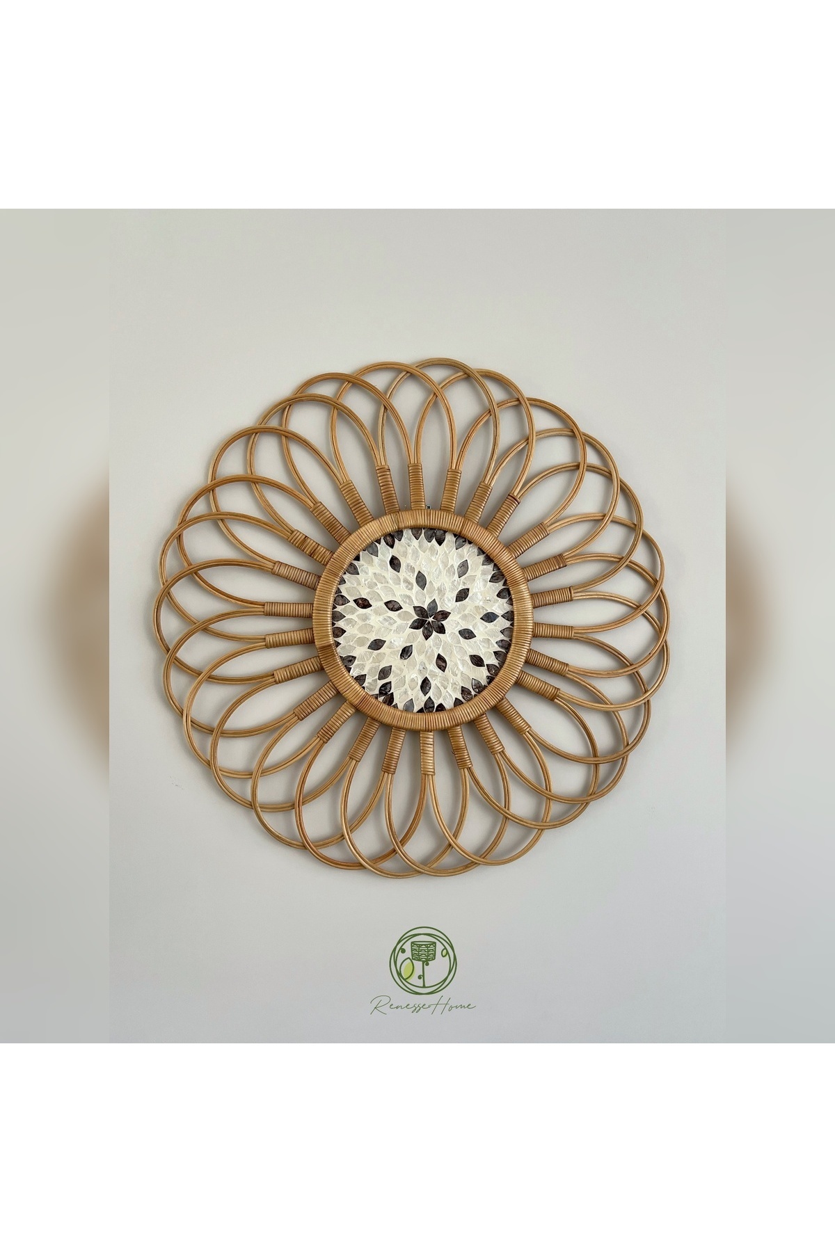 Luanda Handmade Pearl Rattan Wall Decor 70cm - Bohemian Rattan Wall Decor