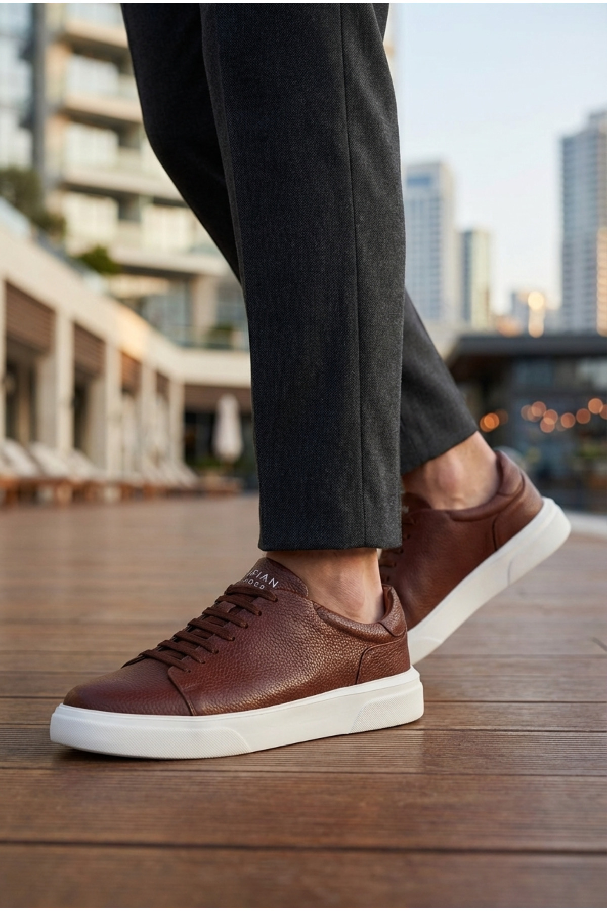 Lufian  Tommy Erkek Deri Sneaker Casual Komfort Taban Ayakkabı Taba - Görsel 2