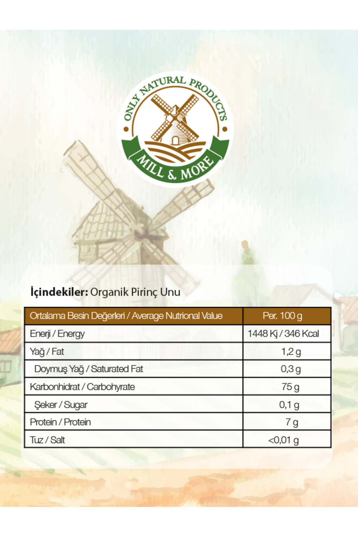 Mill & More Only Natural Products Organik Tam Pirinç Unu 320 g + Organik Bebek İrmiği 330 g Seti fotoğrafı 2 (önizleme)