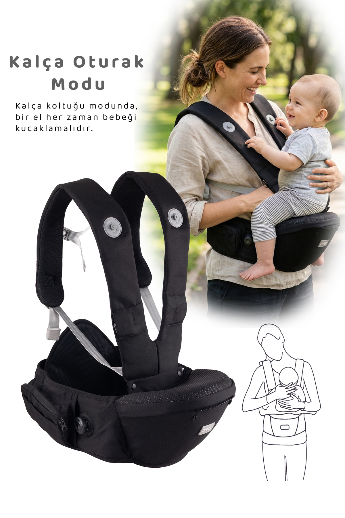 Prego Dallas Bel Destekli Anatomik Kanguru 3099 fotoğrafı 3 (önizleme)