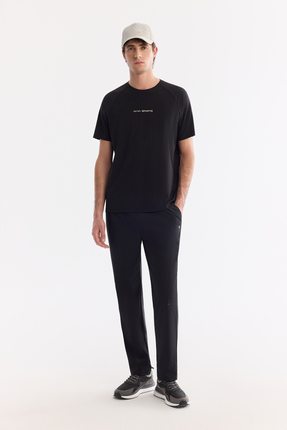 Avva Erkek Siyah Beli Lastikli Bağcıklı Hızlı Kuruyan Kırışmaz Regular Fit Eş...