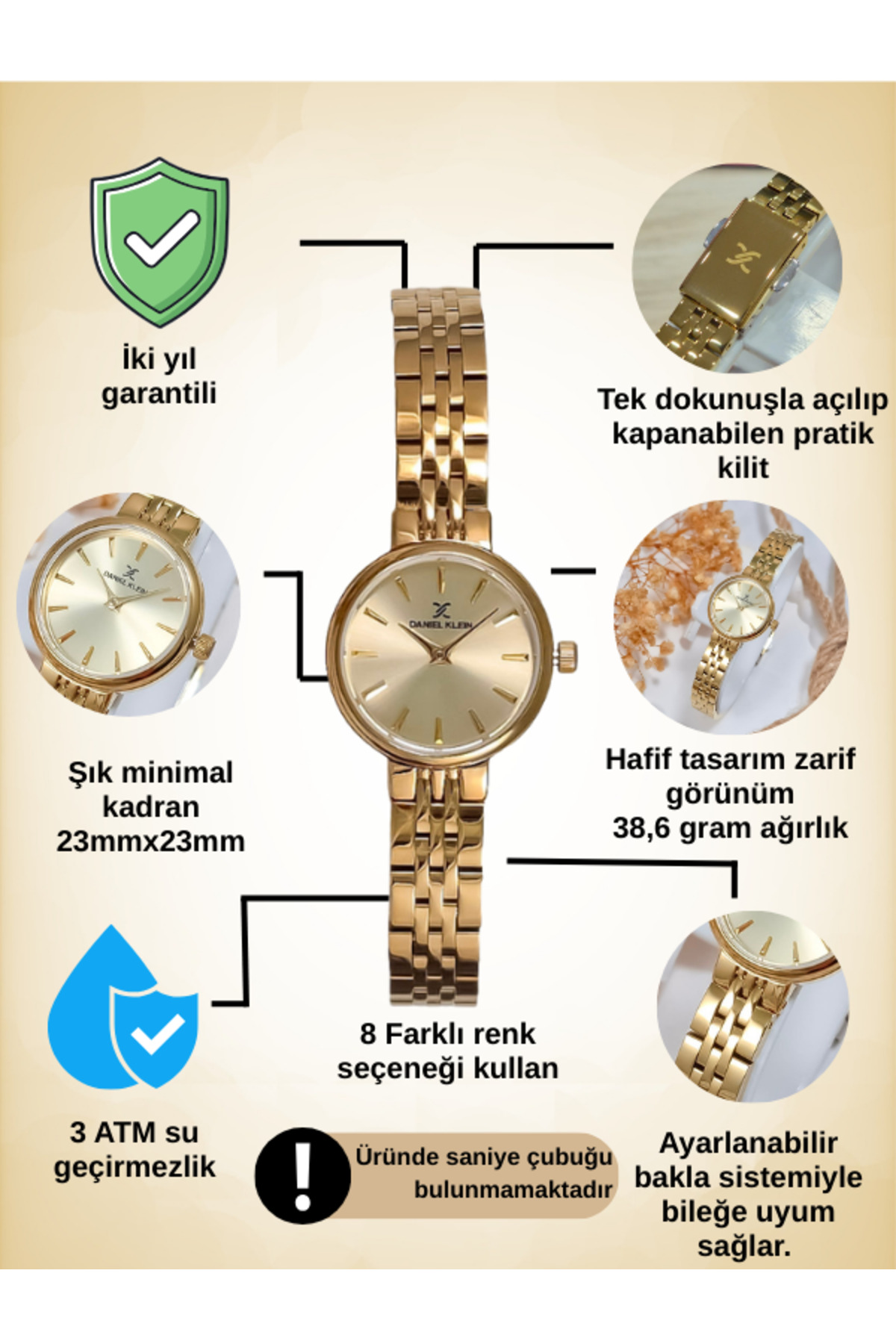 Daniel Klein  DKE.1.10874 Yuvarlak Kasa Minimal Tasarım Kadın Kol Saati - Görsel 5