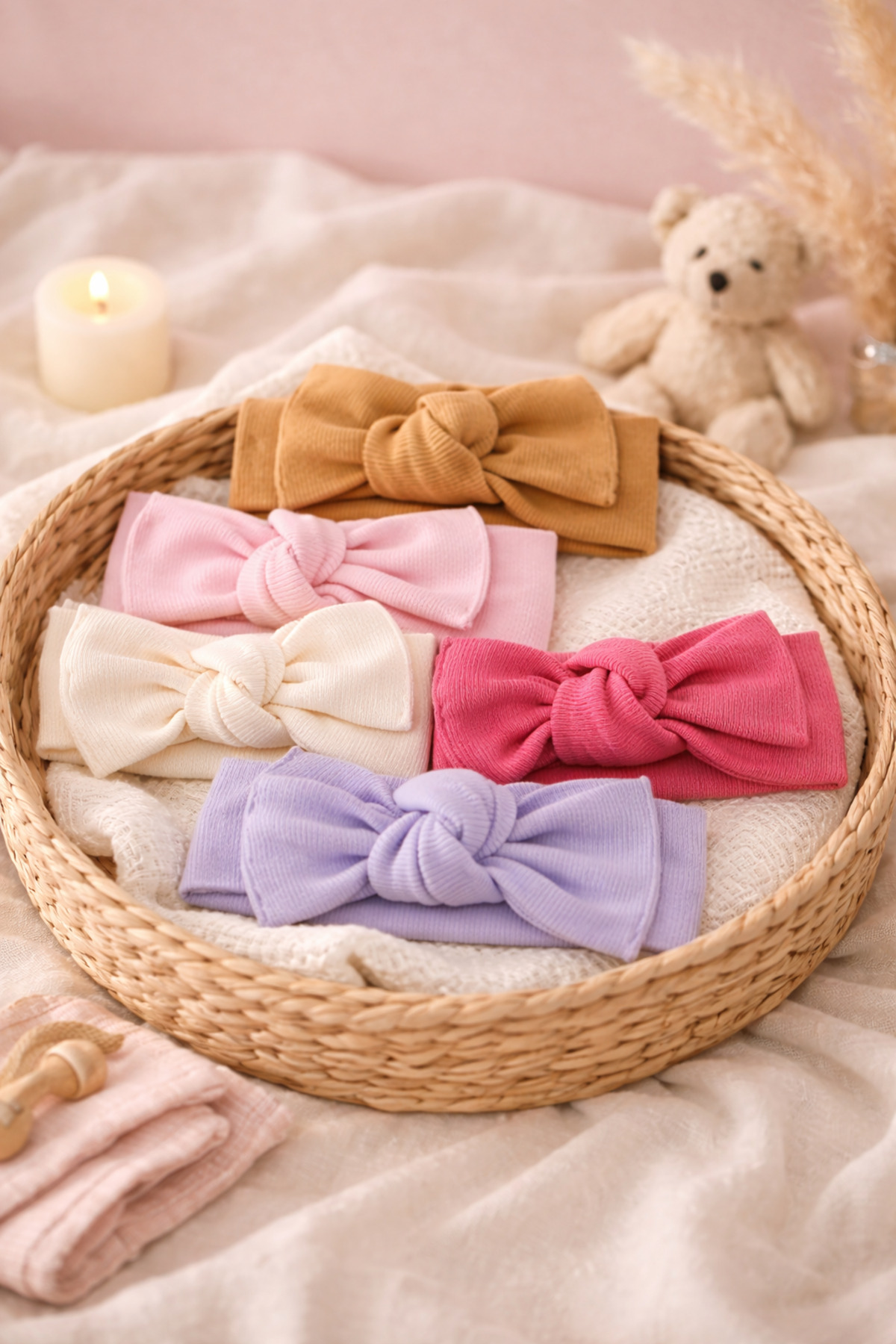 Bebella Kız Bebek Ribana Saç Bandanası – Fiyonk Bağlamalı %100 Pamuklu Hediyelik fotoğrafı 2 (önizleme)