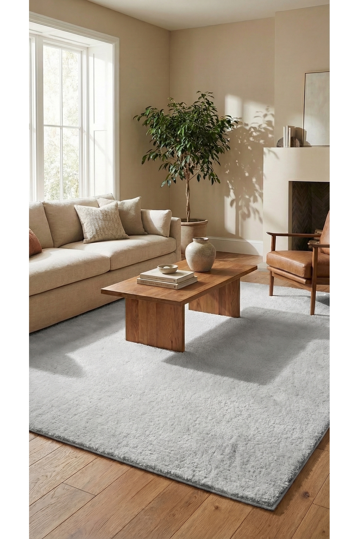 Yuma Grey Plush Carpet|Living Room -Kitchen-Entrance-Living Room-Soft-Anti-Slip Base-Washable–Modern