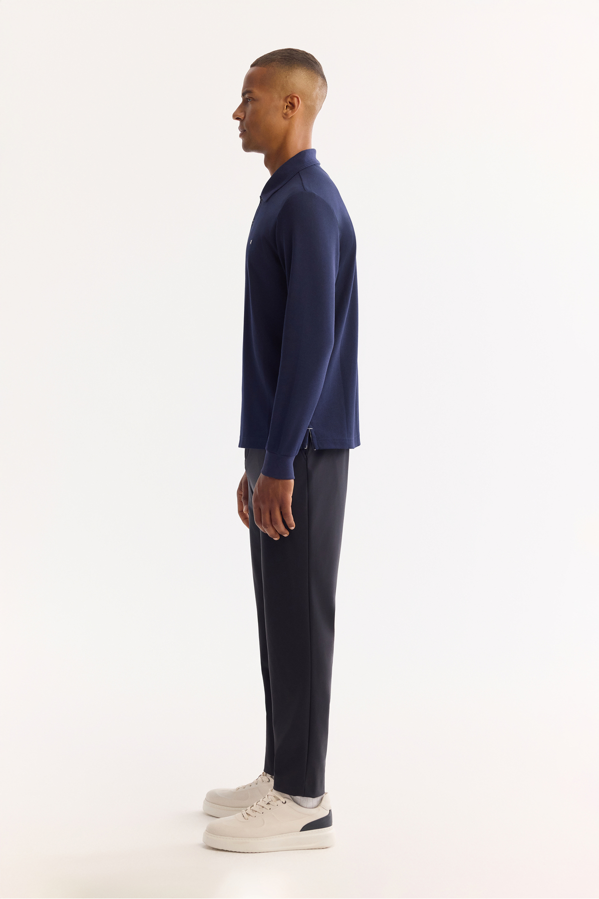 Avva  Erkek Lacivert Polo Yaka Pamuklu Basic Slim Fit Sweatshirt B001080 - Görsel 3