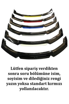 CARSESUAR 4 Parça Ön Lip Üniversal Ön Tampon Eki Piano Black Kırmızı-mavi-sar...