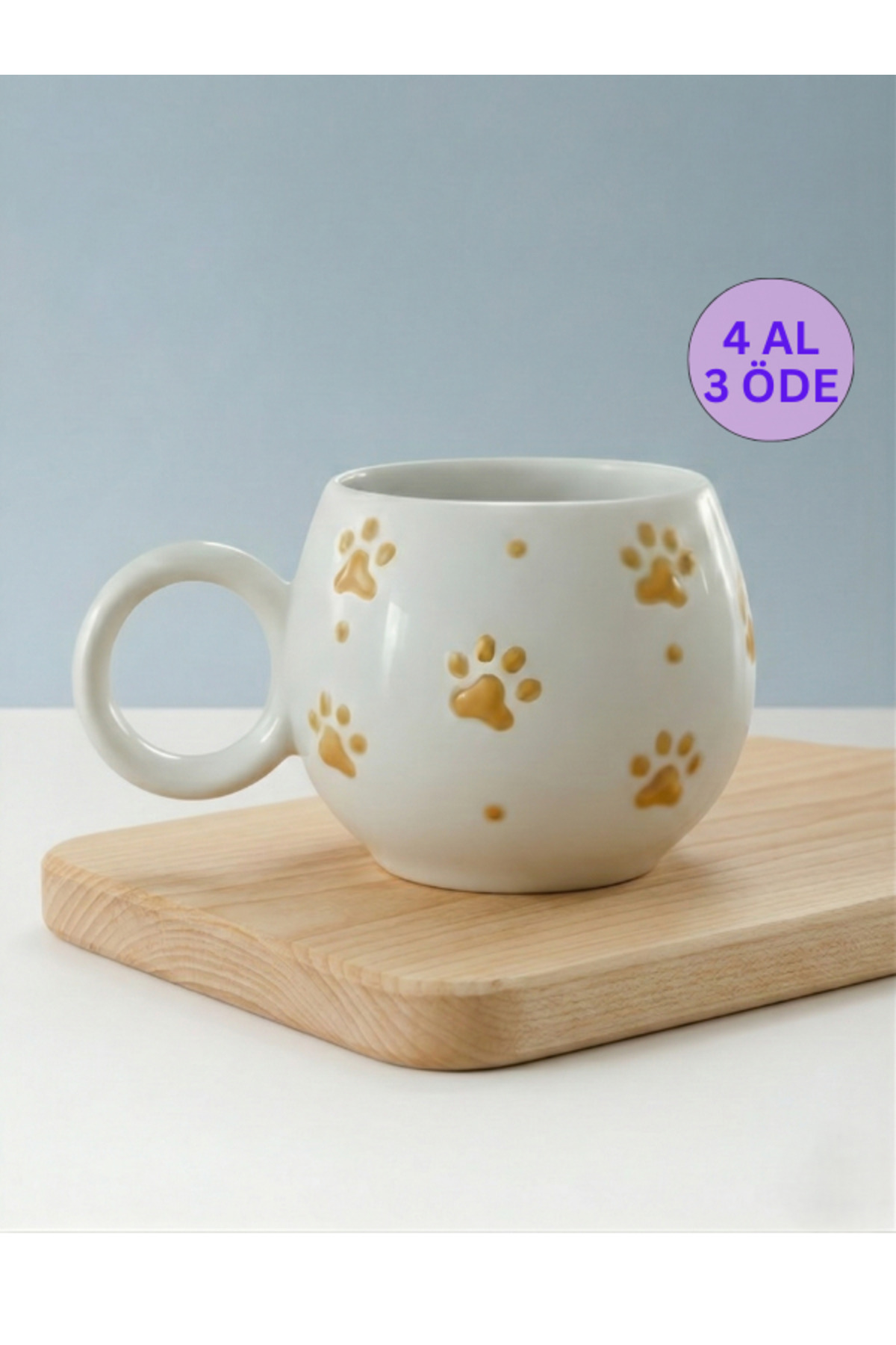 Yellow Paw Embossed Single Handmade Mug