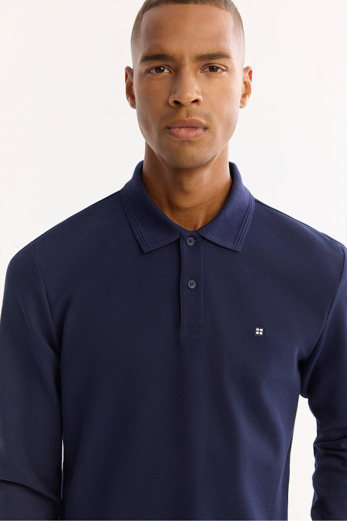 Avva  Erkek Lacivert Polo Yaka Pamuklu Basic Slim Fit Sweatshirt B001080 - Görsel 2