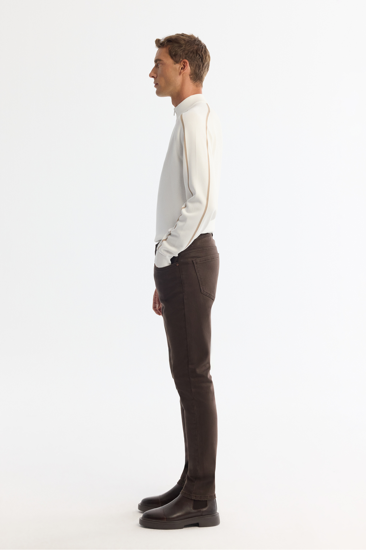 Avva  Erkek Kahverengi Eskitme Yıkamalı Esnek Berlin Slim Fit Jean Pantolon A42Y3532 - Görsel 3