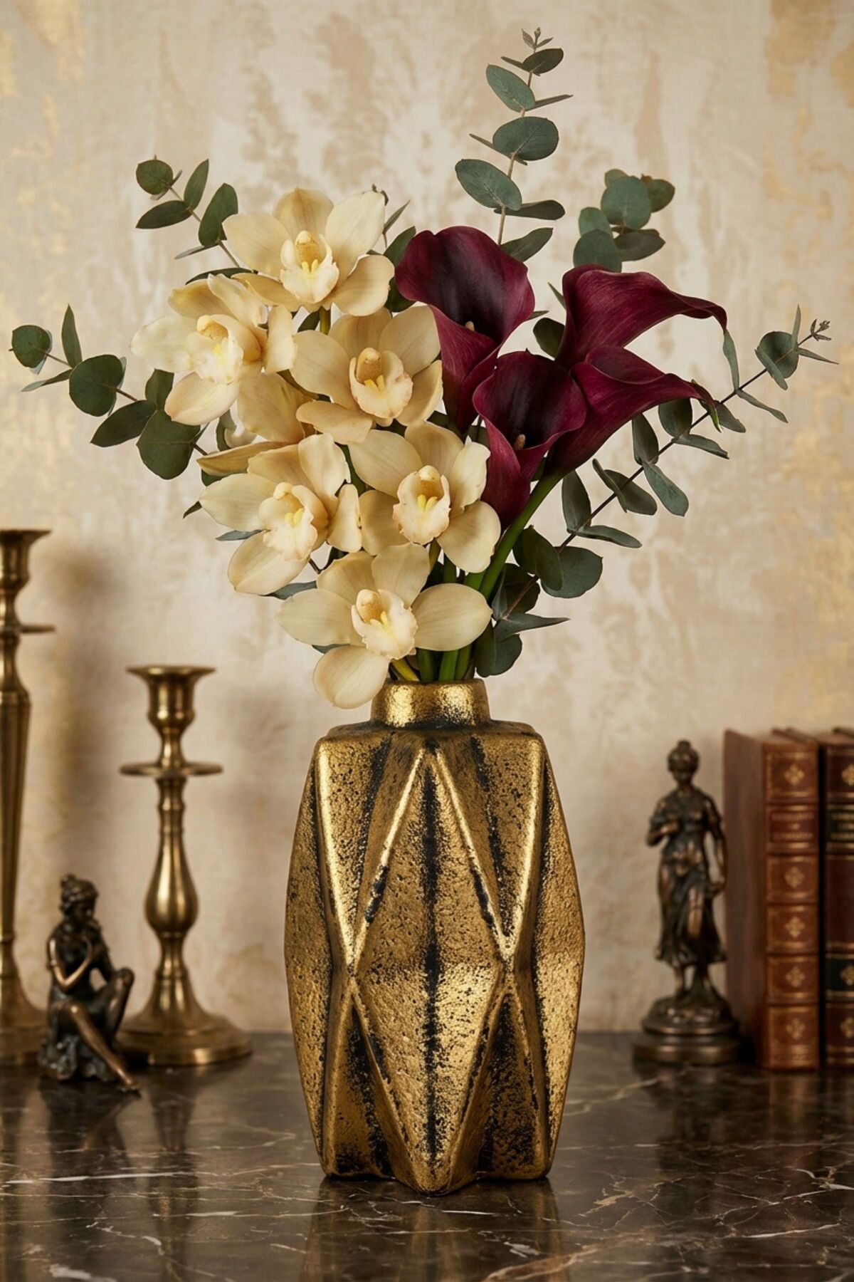 Decorative Vase Handmade Gold Antiquated Color Model 21