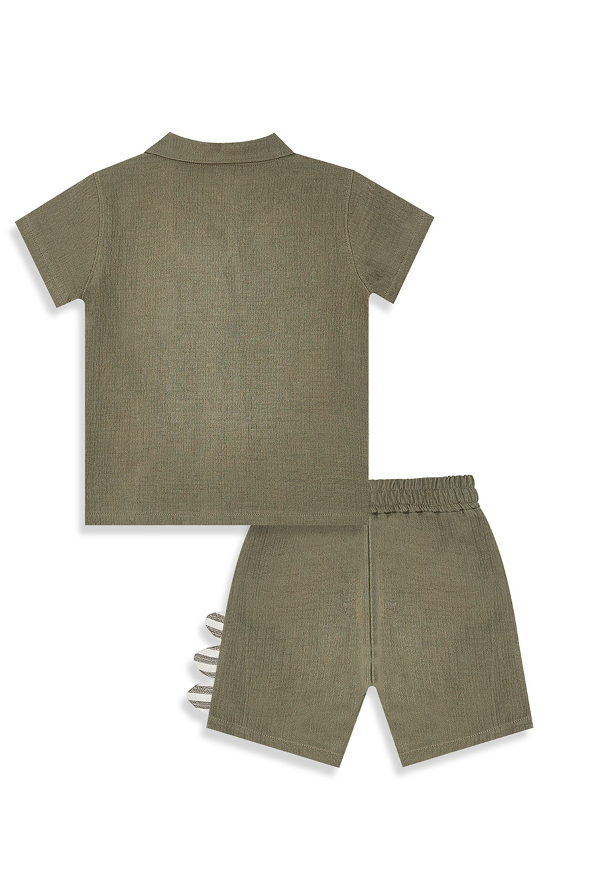 Denokids Dino Erkek Bebek Çocuk Yazlık Müslin Şort Gömlek Takım fotoğrafı 5 (önizleme)