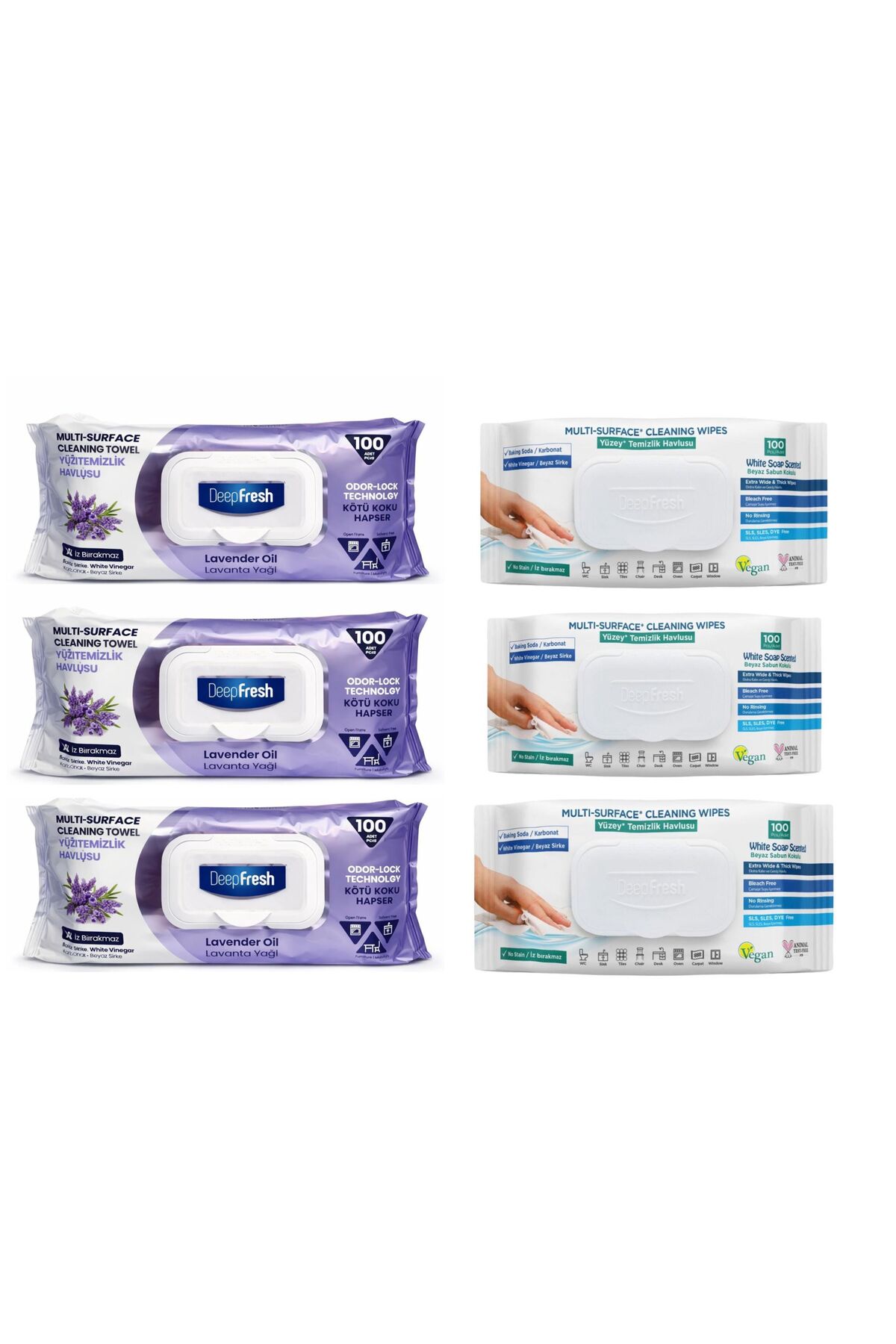 Deep Fresh Set 6 pachete Servetele multi suprafete cu otet si bicarbonat