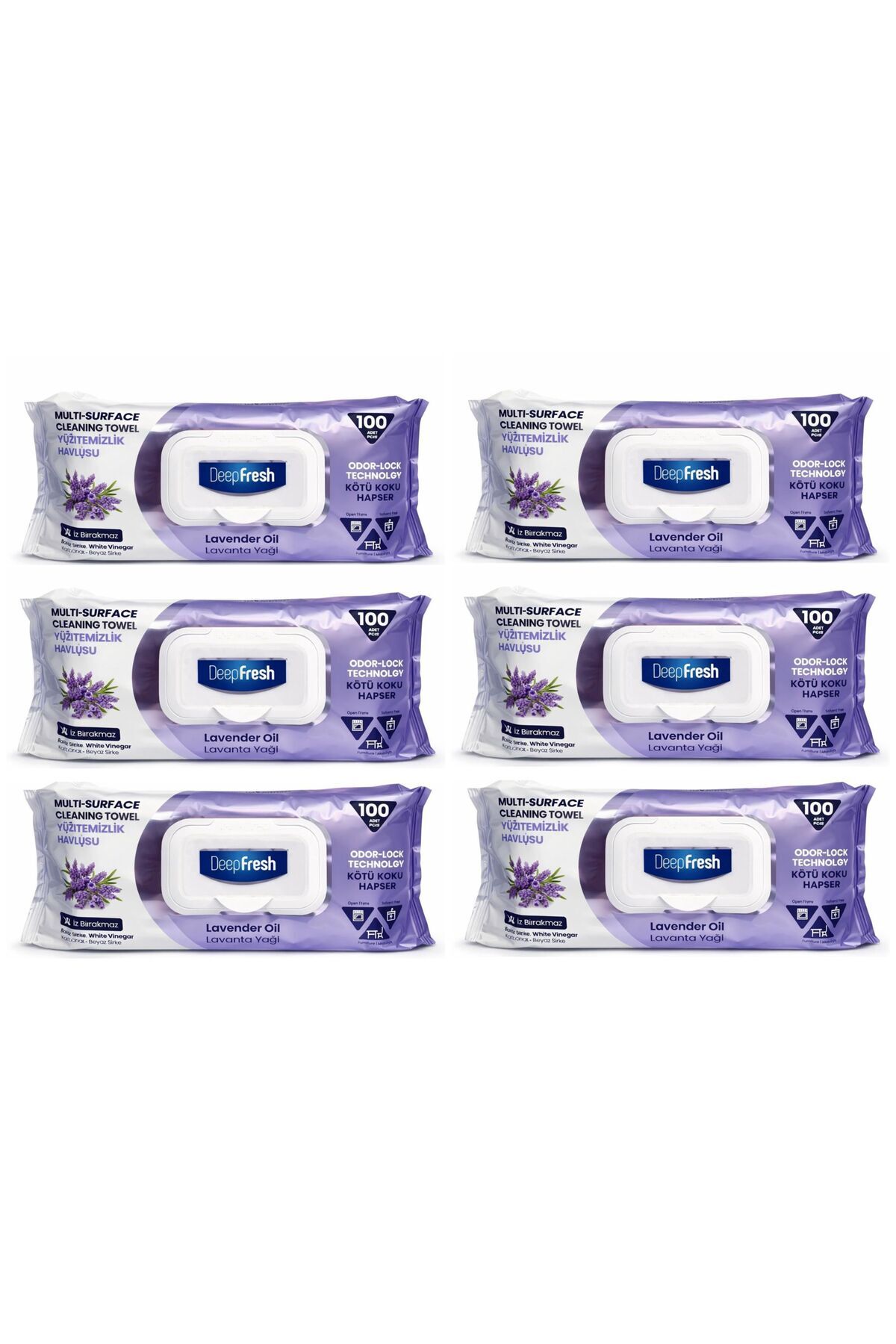 Deep Fresh Set 6 pachete Servetele pentru multi suprafete lavanda, bicarbonat...